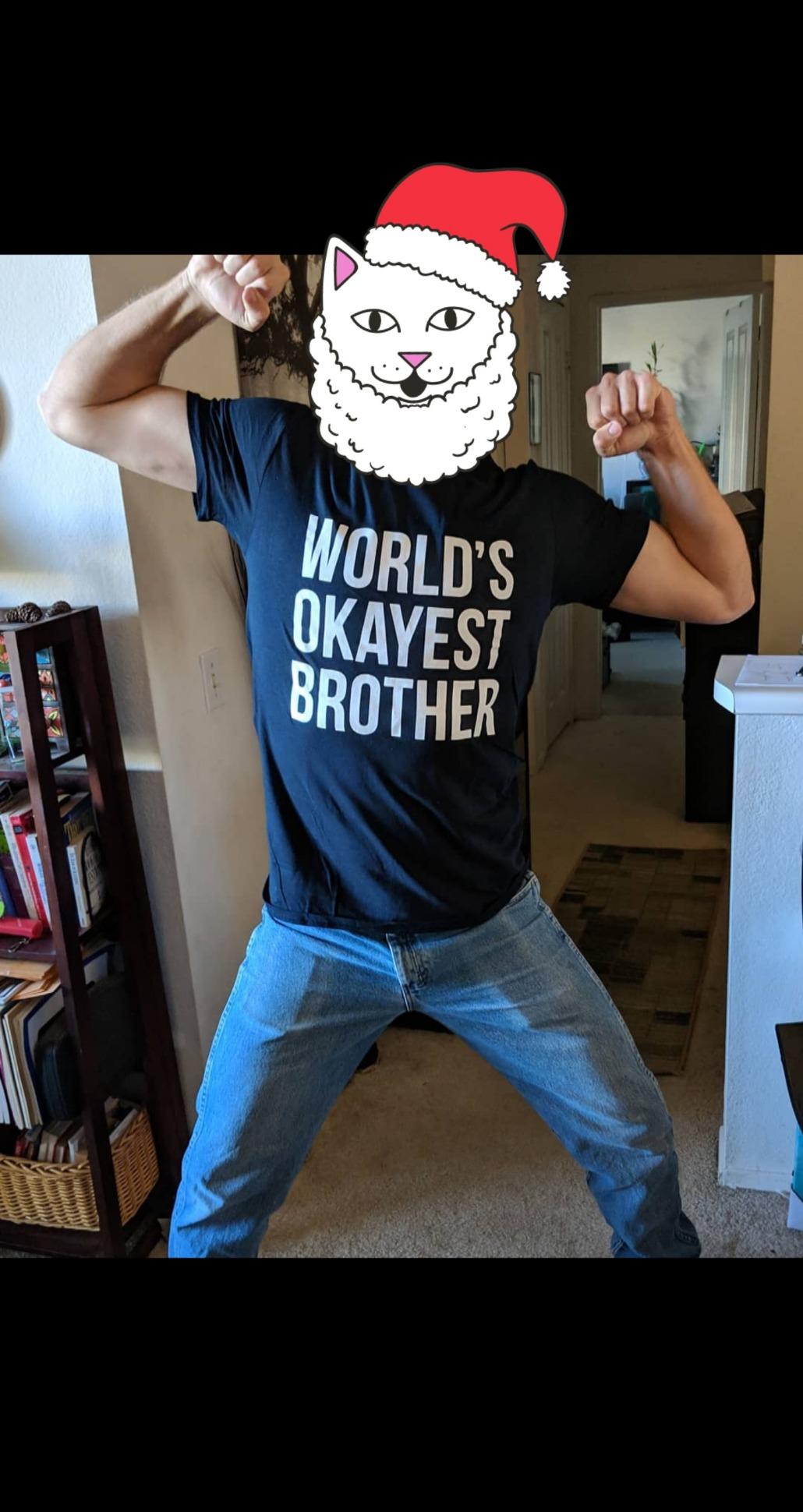 Mens T Shirt Worlds Okayest Brother Sarcastic Humor Sibling Tee customer photo 1