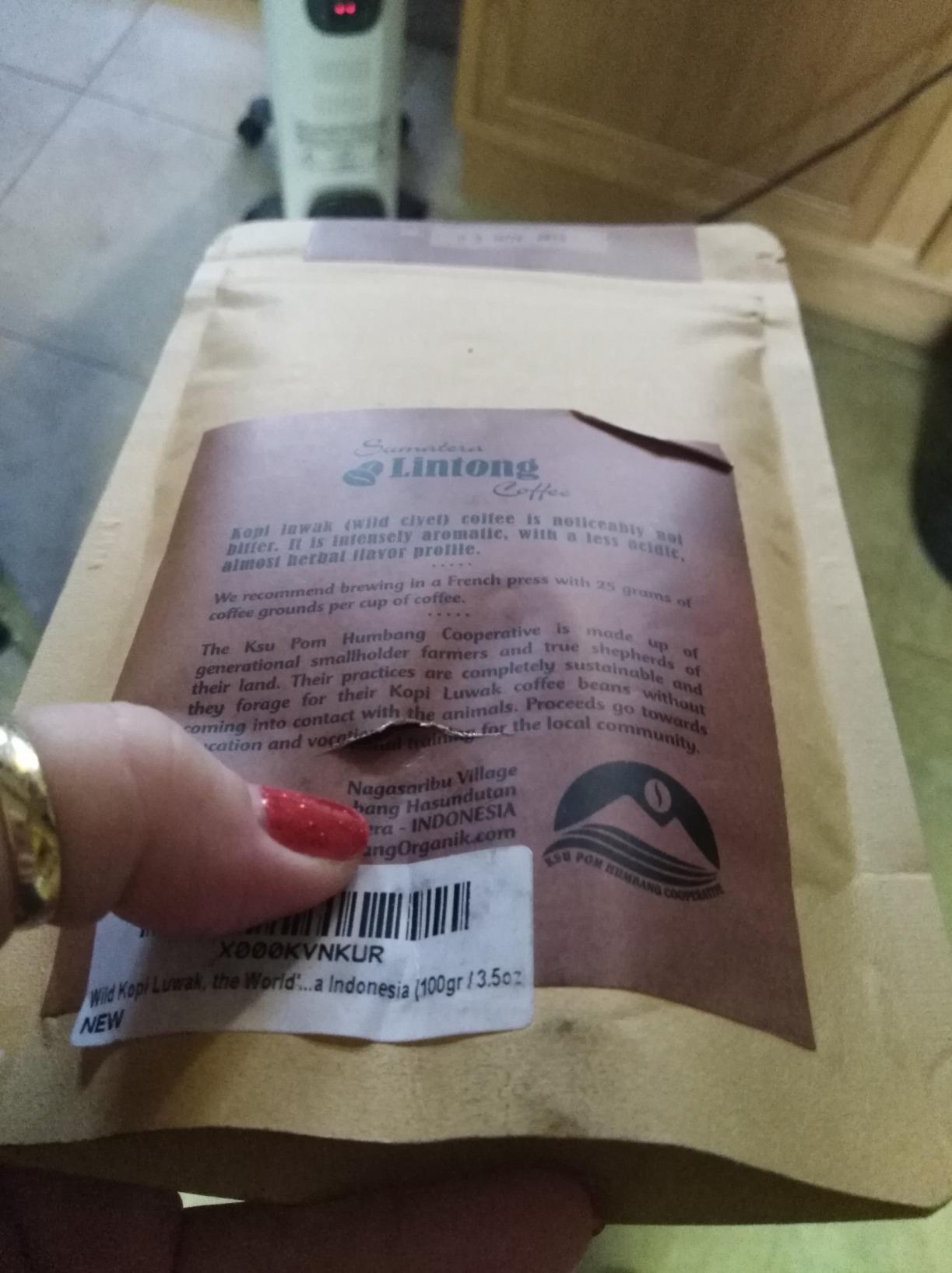 Wild Kopi Luwak, the World’s Most Exclusive Coffee, Sustainably Sourced From Sumatra, Indonesia (100gr / 3.5oz) customer photo 1