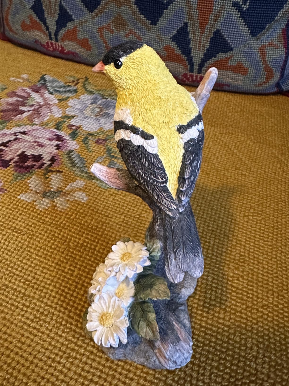 US 4.5 Inch Goldfinch Bird on Branch Decorative Statue Figurine, Yellow customer photo 2
