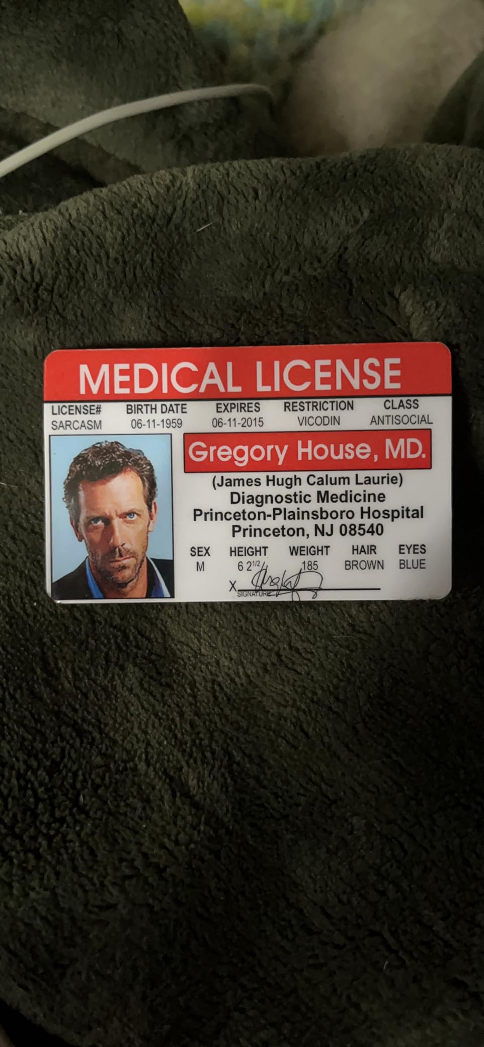 Signs4Fun Hugh Laurie Dr. Gregory House Novelty Drivers License/Fake I.d. Identification for the Gregory House Md Tv Show Fans customer photo 1