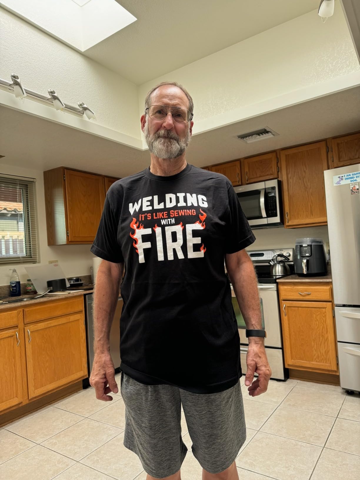 Welding: It's Like Sewing with Fire | Funny Welder, Repairman Unisex T-Shirt customer photo 1
