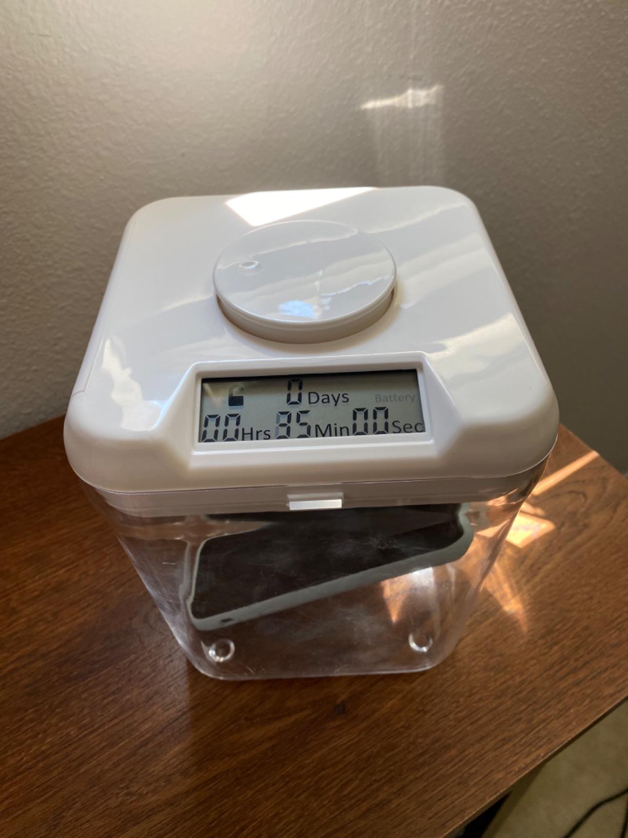 Kitchen Safe Time Locking Container (XL), Timed Lock Box for Cell Phones, Snacks, and other unwanted temptations (Blue Lid + 12.3” Clear Base with Access Port) customer photo 1