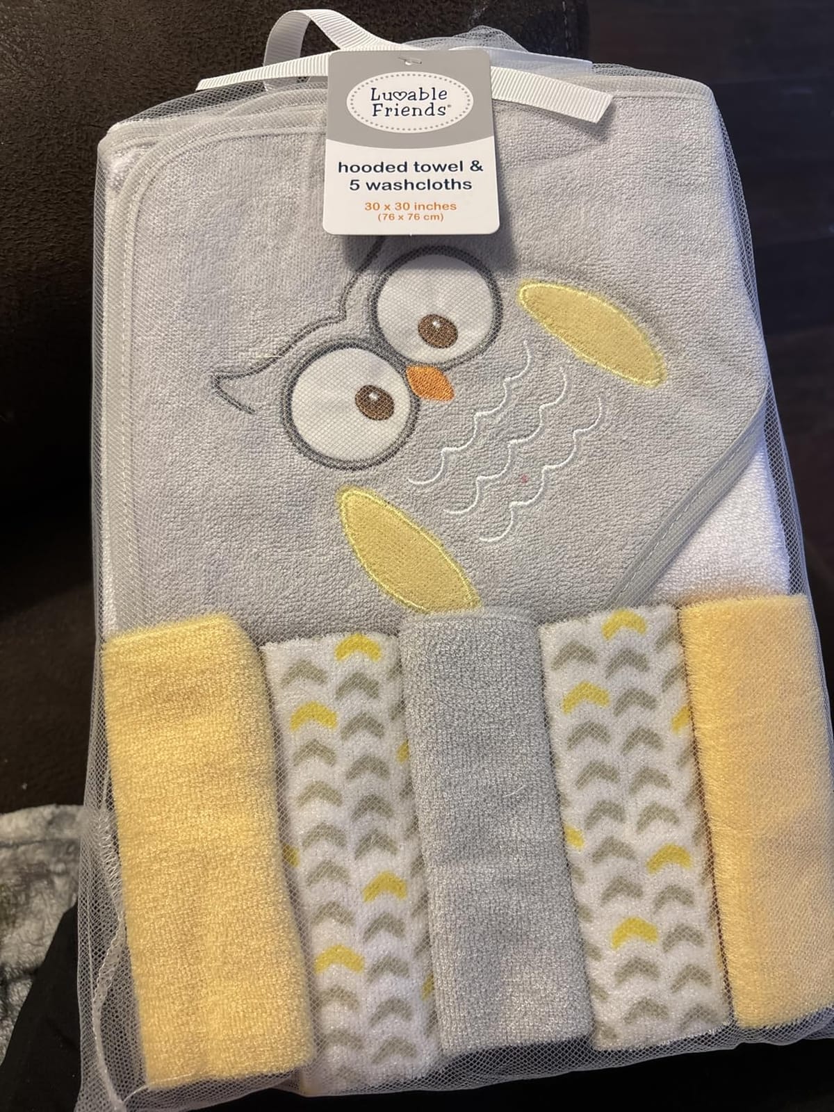 Luvable Friends Unisex Baby Hooded Towel with Five Washcloths,cotton,polyester, Duck, One Size customer photo 2