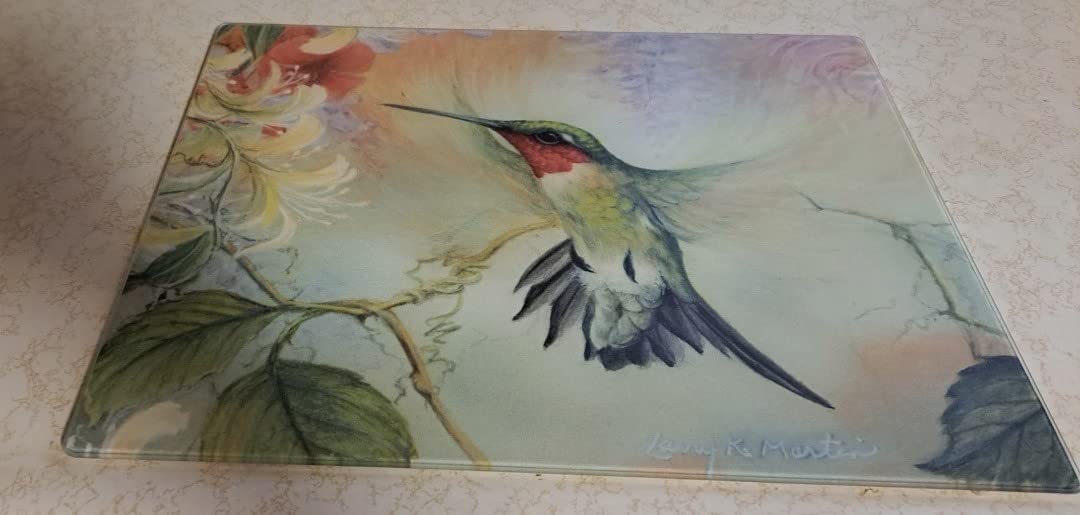 Ruby Hummingbird Natures Gift of Feathers Tempered Glass Large Cutting Board by Highland Graphics customer photo 2