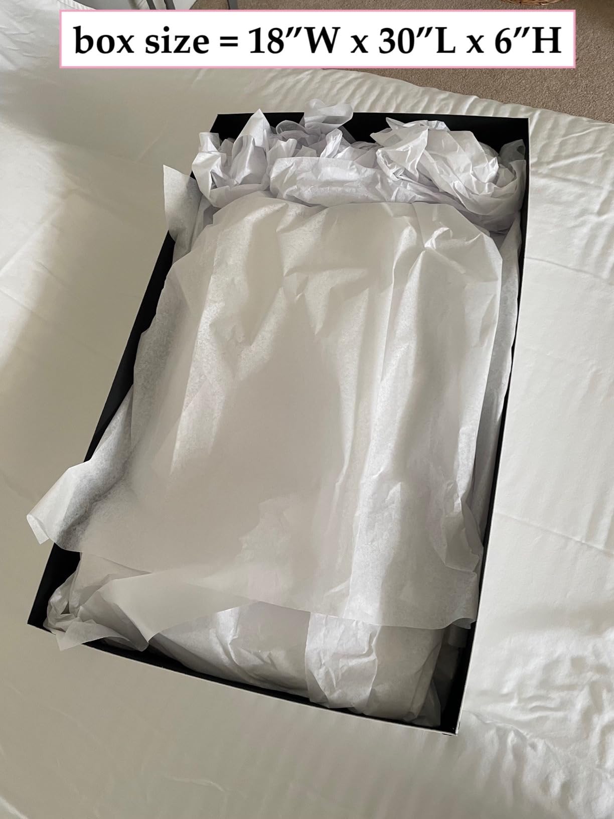 Gaylord Archival Blue/Grey Wedding Dress & Textile Preservation Box with Tissue Paper - 24W x 30L x 6