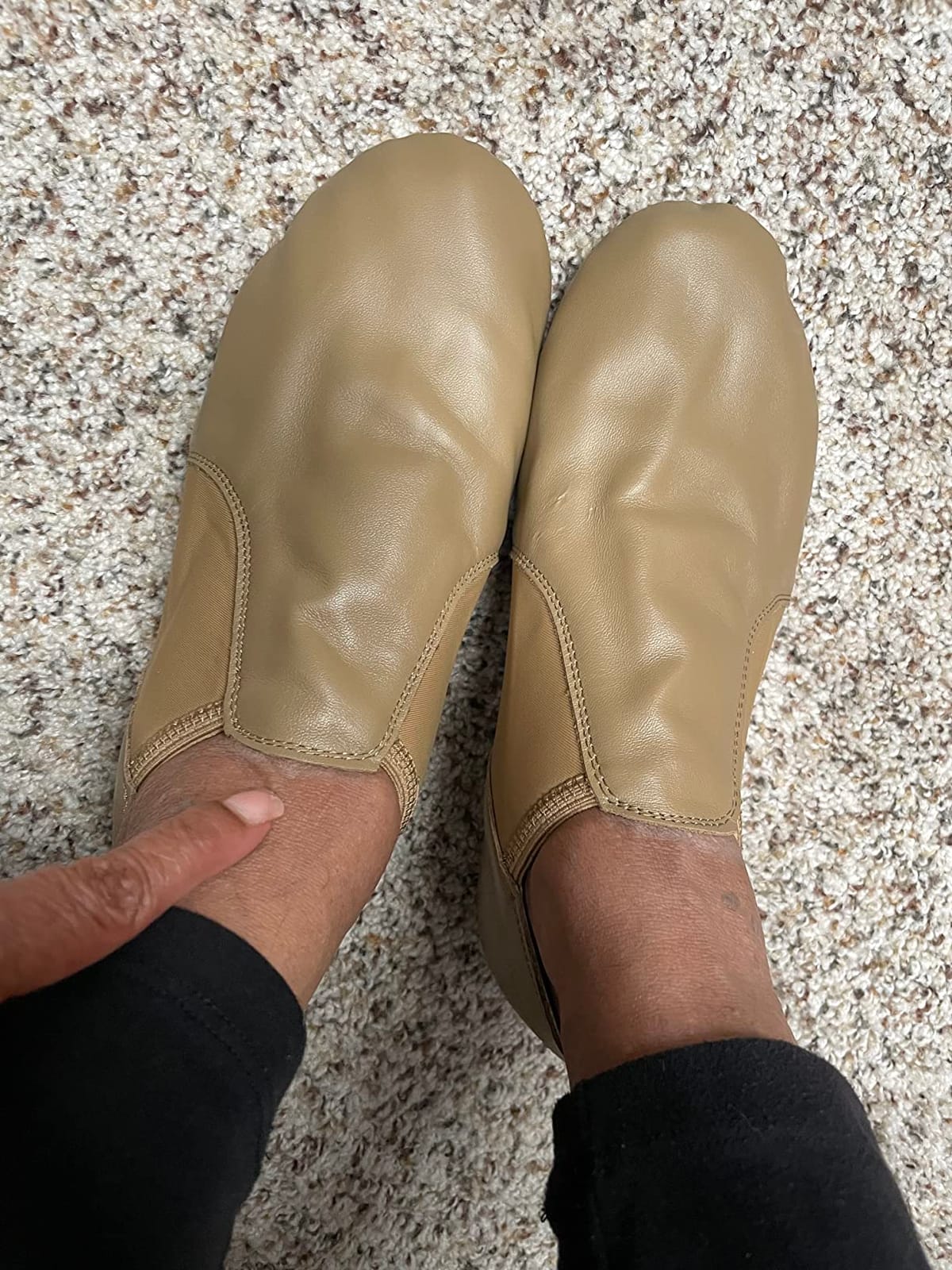 Linodes Leather Upper Jazz Shoe Slip-on for Women and Men's Dance Shoes customer photo 2