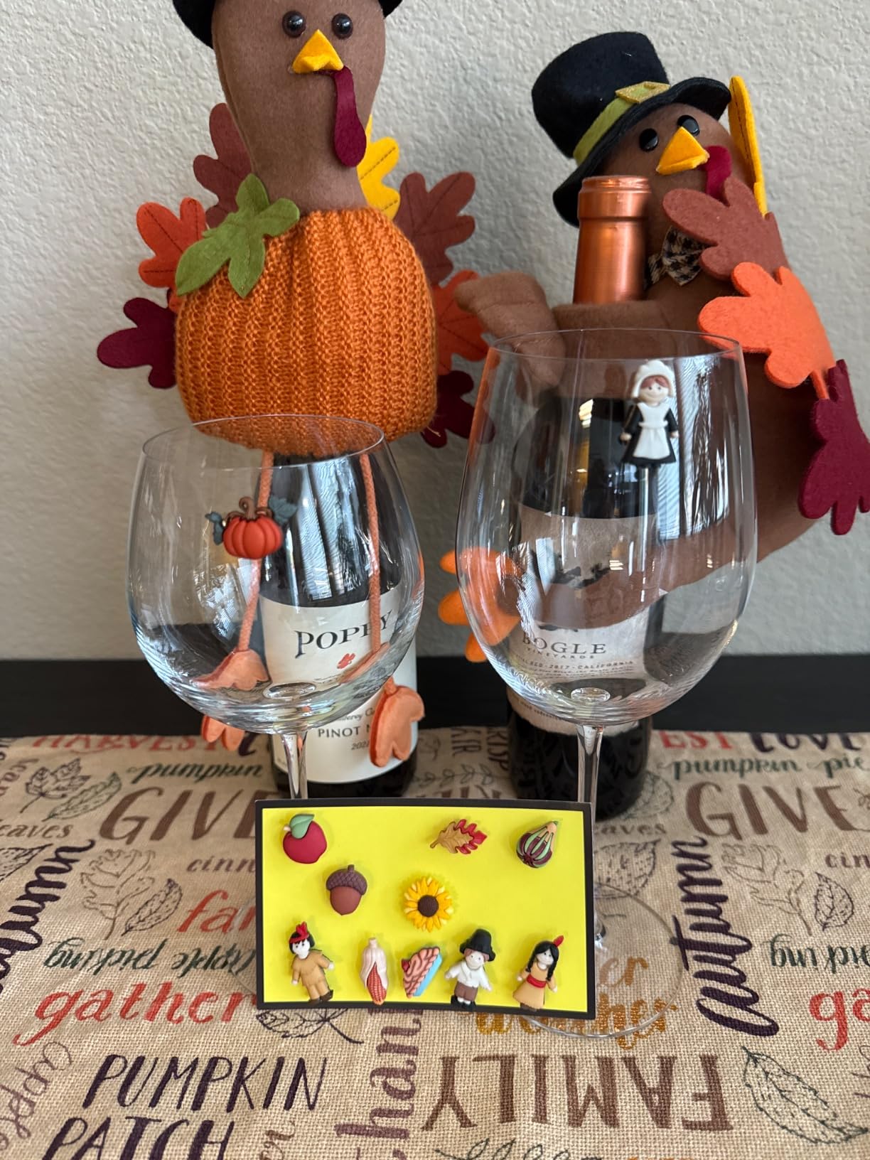 Simply Charmed Thanksgiving Magnetic Wine Glass Charms - Set of 12 Cute Drink Markers for Stemless Glasses, and More - Great Thanksgiving Hostess Gift for the Host That Wants to Elevate Their Party customer photo 2