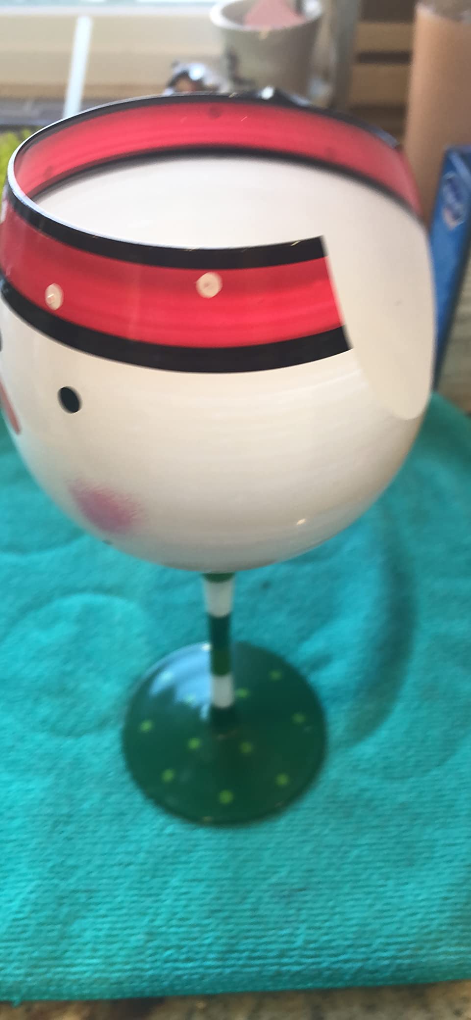 Christmas Wine Glasses 16.8 Oz Set of 2 Festive Santa Belt and Snowman | Drinking Goblets Cups with Stem Xmas Wineglass Gift Red Green and White Colored Painted Winter Glassware by Gift Boutique customer photo 2