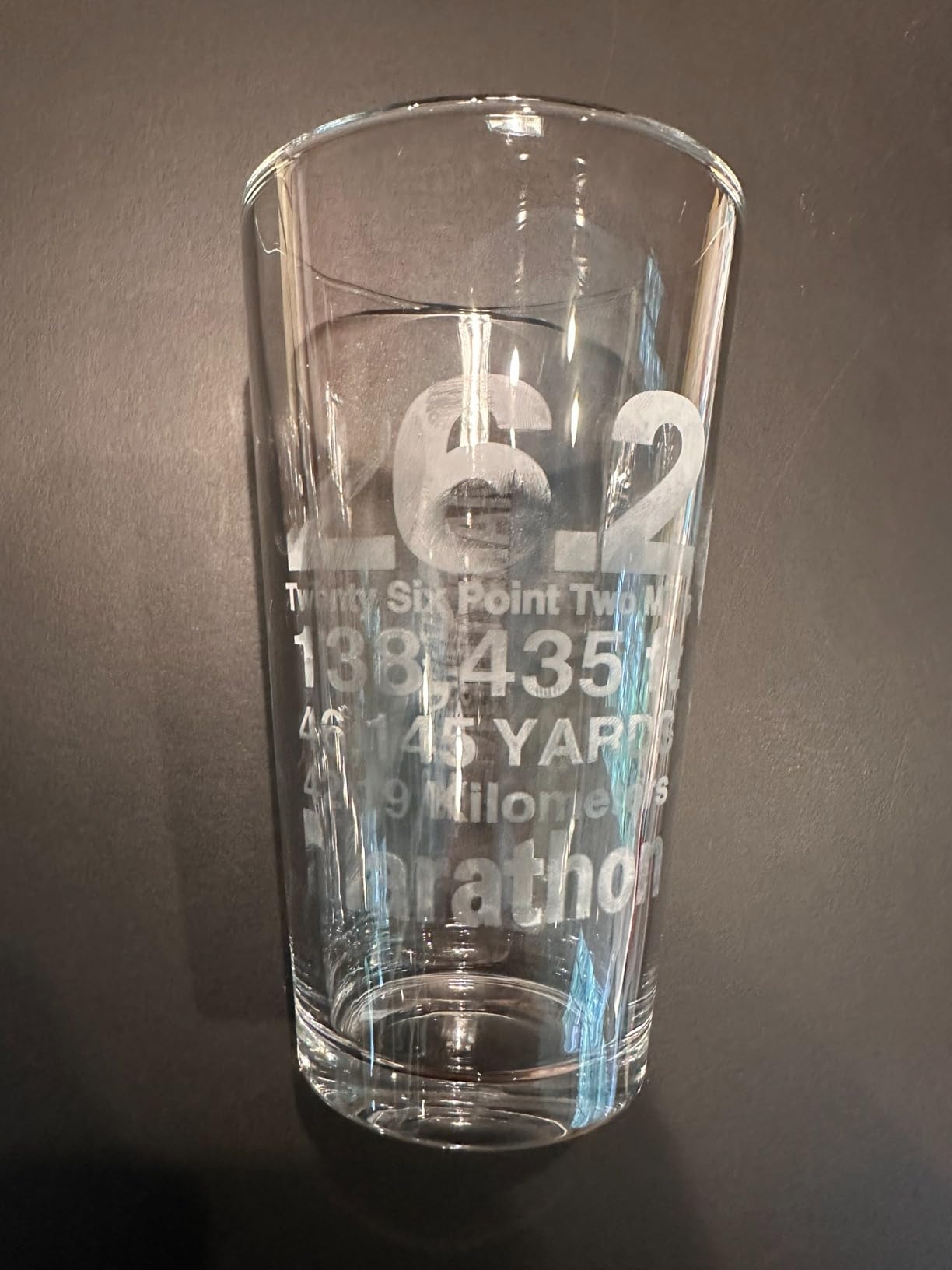 Gone For a Run 26.2 Math Miles Engraved Beer Pint Glass 16 oz. customer photo 1