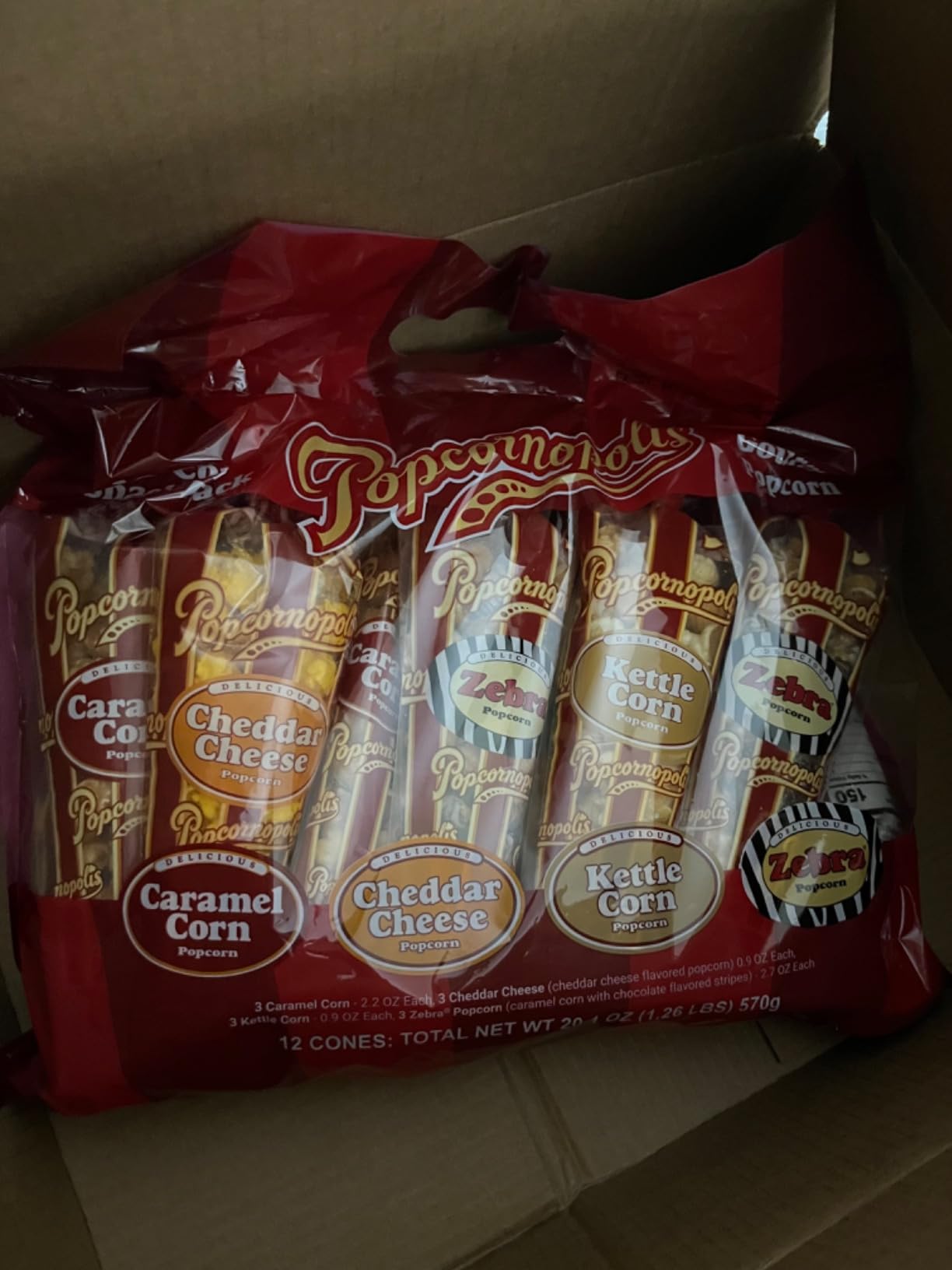 Popcornopolis Assorted 4-Flavor Popcorn Variety Pack, 12 Count customer photo 2