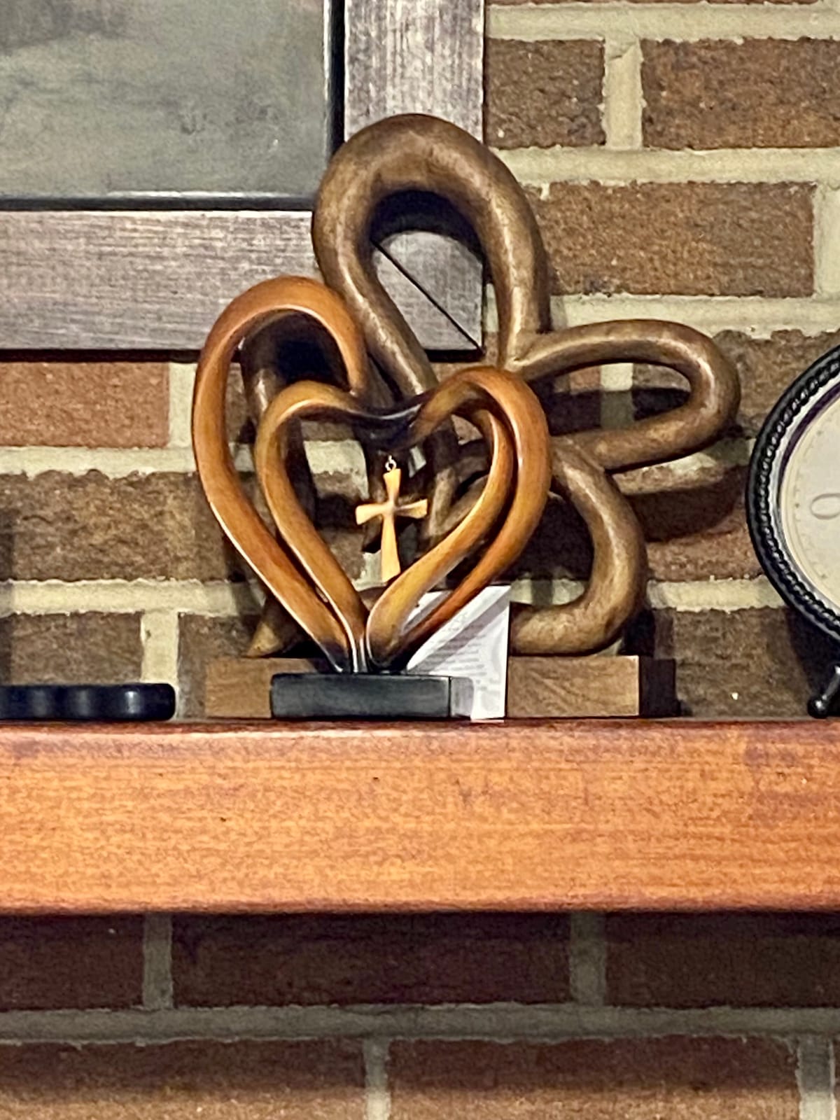 Marriage Takes Three Matte Silver Finish 13X8 inch Cross in Middle of Hearts Tabletopper customer photo 1