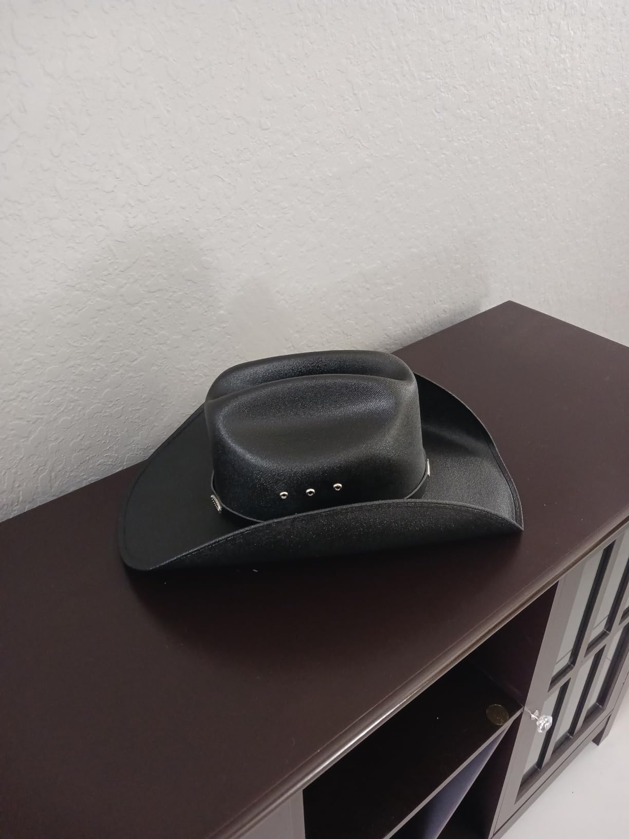 Western Express Natural Straw Cowboy Hat for Men and Women - Cattleman Style with Black Hat Band and Silver Conchos customer photo 2
