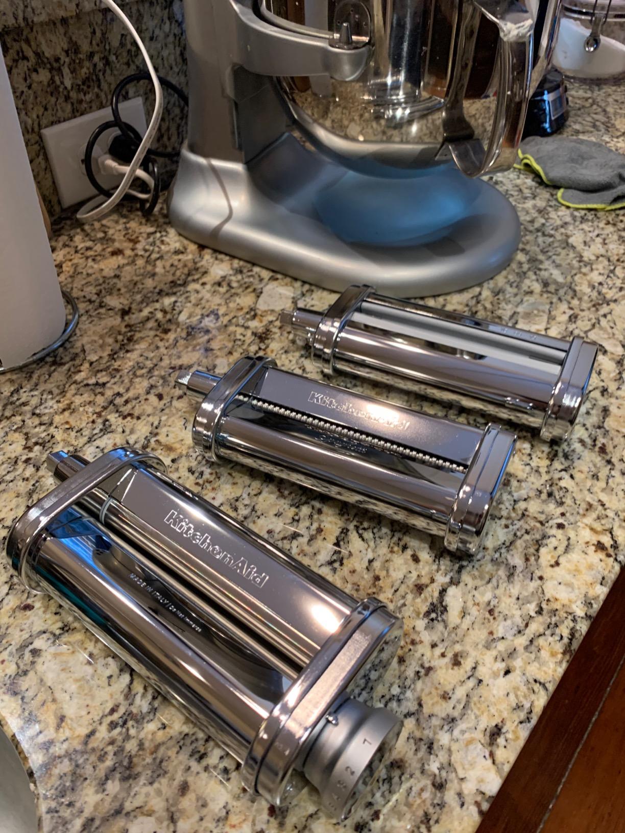 KSMPRA 3-pc Pasta Roller/Cutter Set for KitchenAid Stand Mixers | Fits all Household KitchenAid Stand Mixers, Stainless Roller and cutters, Easy to Clean with cleaning brush customer photo 1