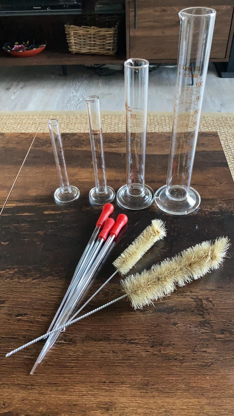 Thick Glass Graduated Measuring Cylinder Set 5ml 10ml 50ml 100ml Glass with Two Brushes customer photo 1