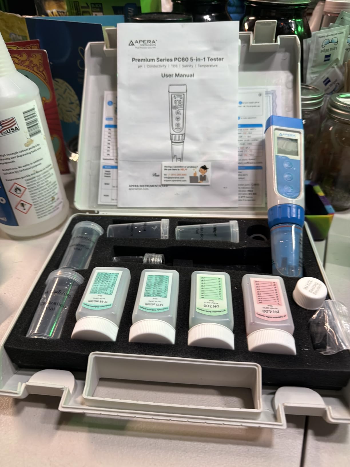 APERA INSTRUMENTS AI316 Premium Series PC60 5-in-1 Waterproof pH/EC (Conductivity) /TDS (ppm) /Salinity (ppt) /Temp. Multi-Parameter Pocket Tester Kit customer photo 1