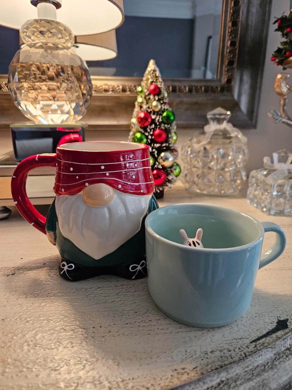 ZaH 3D Mug Animal Inside Cup Cartoon Ceramics Figurine Teacup Christmas Birthday Gift for Boys Girls Kids Women Men Coffee Mug (8 oz Rabbit) customer photo 2