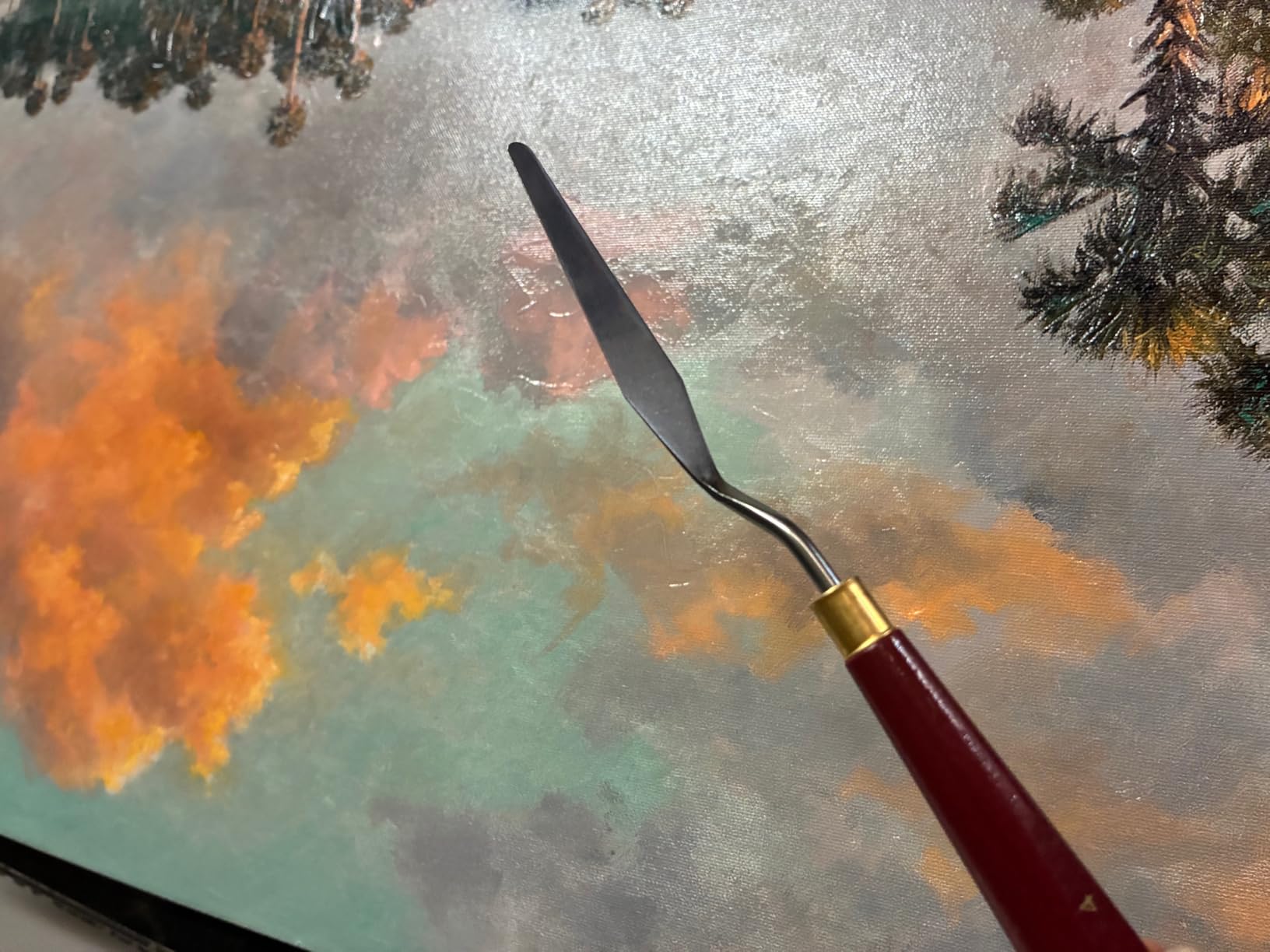 CONDA Palette Knife Painting Stainless Steel Spatula Palette Knife Oil Paint Metal Knives Wood Handle (Red 5 Piece) customer photo 1