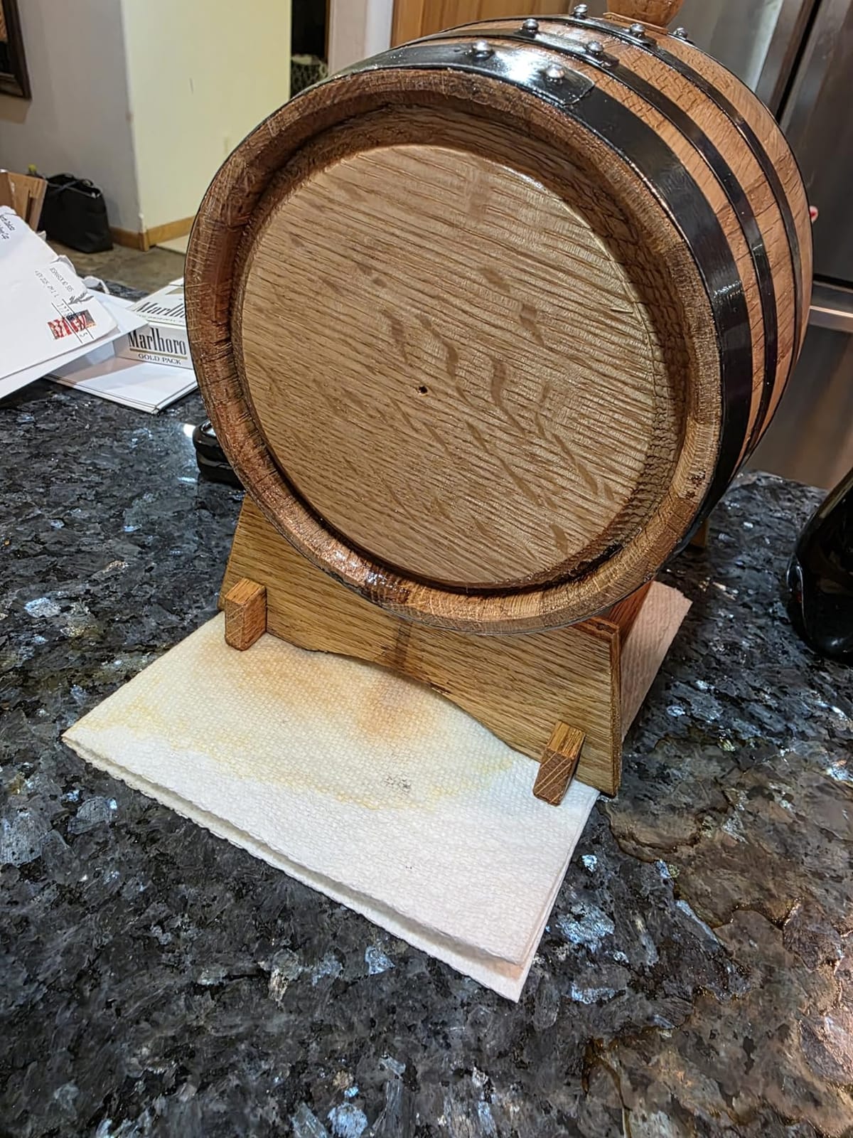 1 Liter Charred American Oak Aging Barrel With Wood Stand, Bung & Spigot | Mini Wooden Whiskey Barrel & Liquor Aging Kit For Home Alcohol Distiller, Bourbon, Rum, Tequila, Wine & Cocktails, 1L customer photo 1