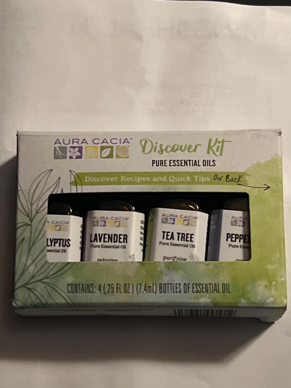 Aura Cacia Discover Essential Oils Kit, 4-Pack, Lavender, Eucalyptus, Peppermint & Tea Tree Oils, Excellent Starter Set customer photo 1