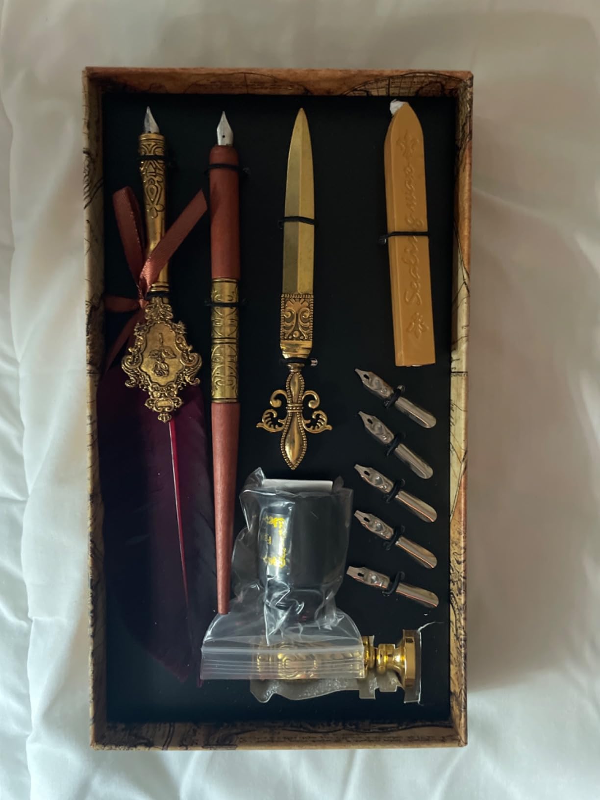 Hethrone Feather Pen and Ink Set Calligraphy Fountain Dip Pens | Complete with matching ink bottle, smooth writing nibs, ideal for hand lettering & calligraphy customer photo 1