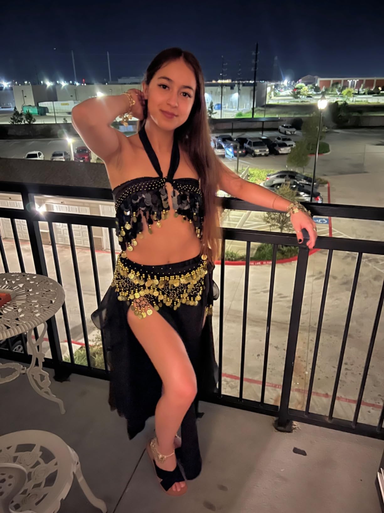 Wuchieal Women's Sweet Bellydance Hip Scarf with Gold Coins Skirts Wrap Noisy customer photo 1