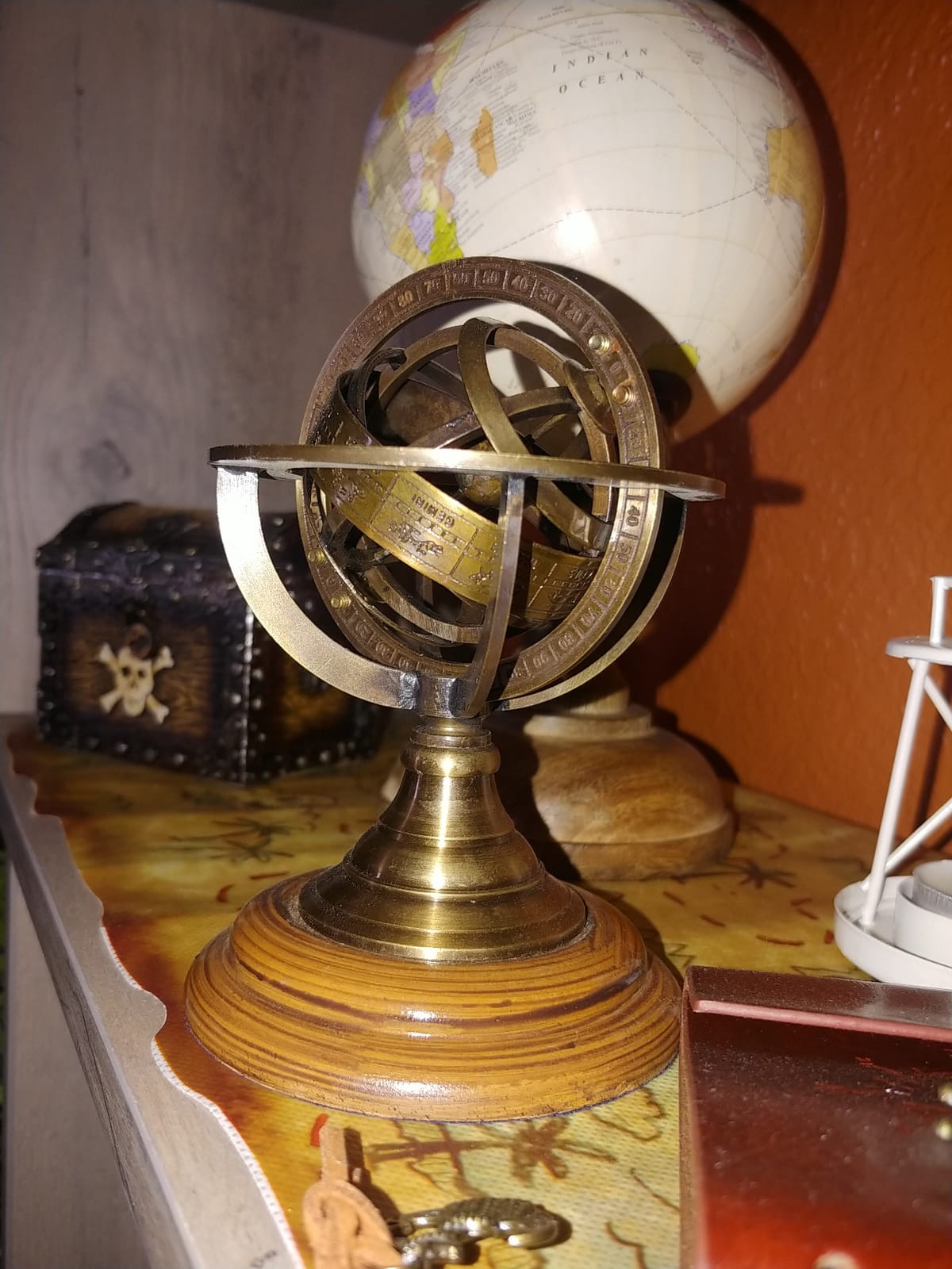 THOR INSTRUMENTS Brass Armillary Sphere Astrolabe On Wooden Base Maritime Nautical & Collectible Rustic Vintage Home Decor Gifts customer photo 1