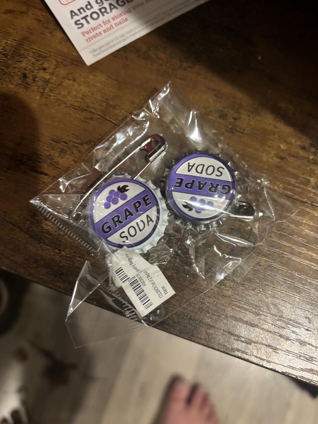 COLIBROX Set of 2 Replica ELLIE BADGE GRAPE SODA BOTTLECAP PIN!