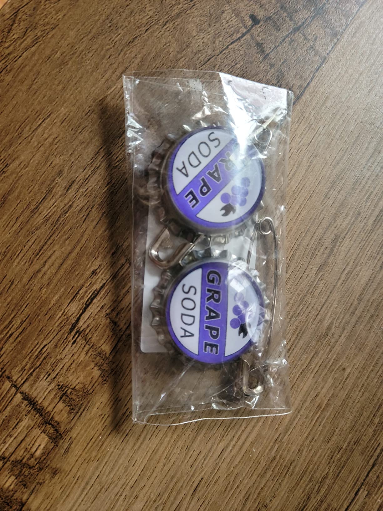 COLIBROX Set of 2 Replica ELLIE BADGE GRAPE SODA BOTTLECAP PIN!