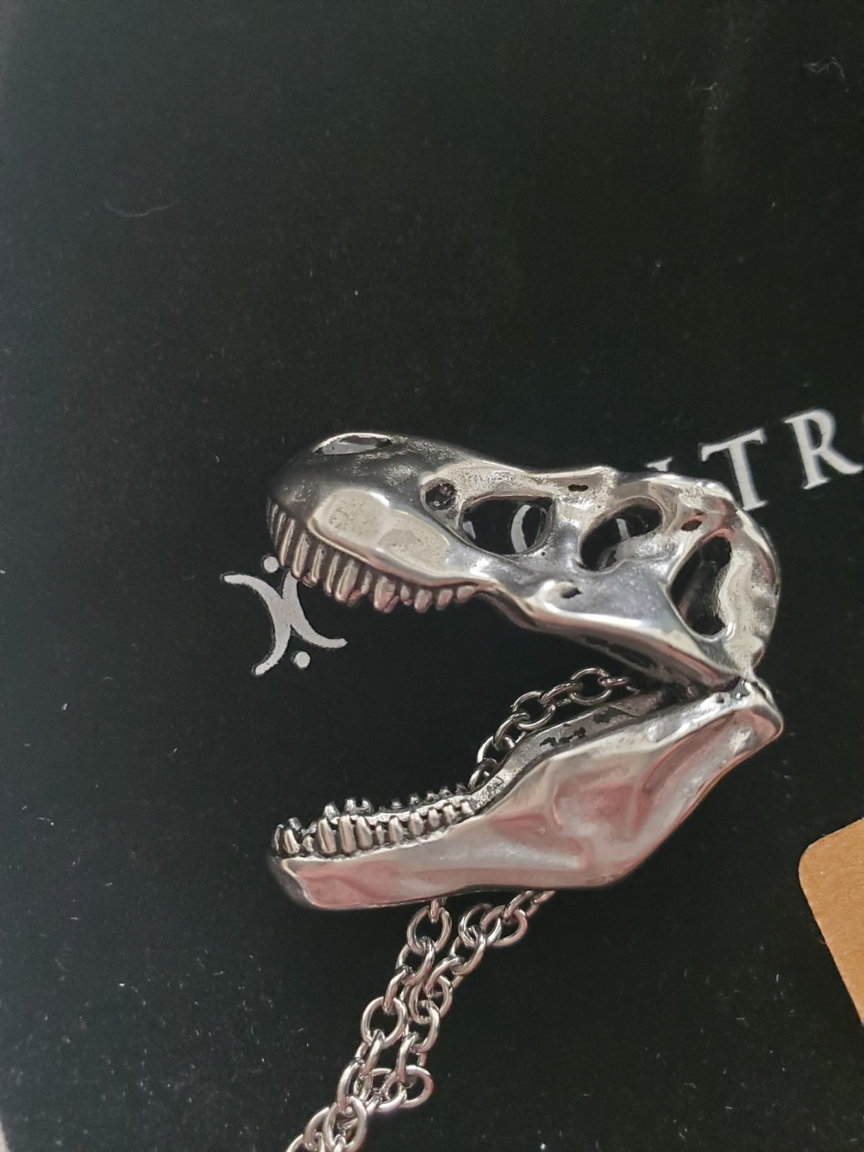 Controse Dinosaur Necklace - T-Rex Skull Pendant (316L Stainless Steel) customer photo 1