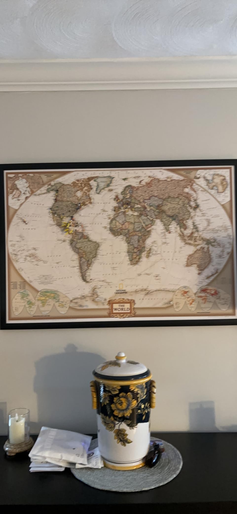 Craig Frames World Travel Map, 24x36 Antique Copper and Black Frame customer photo 1
