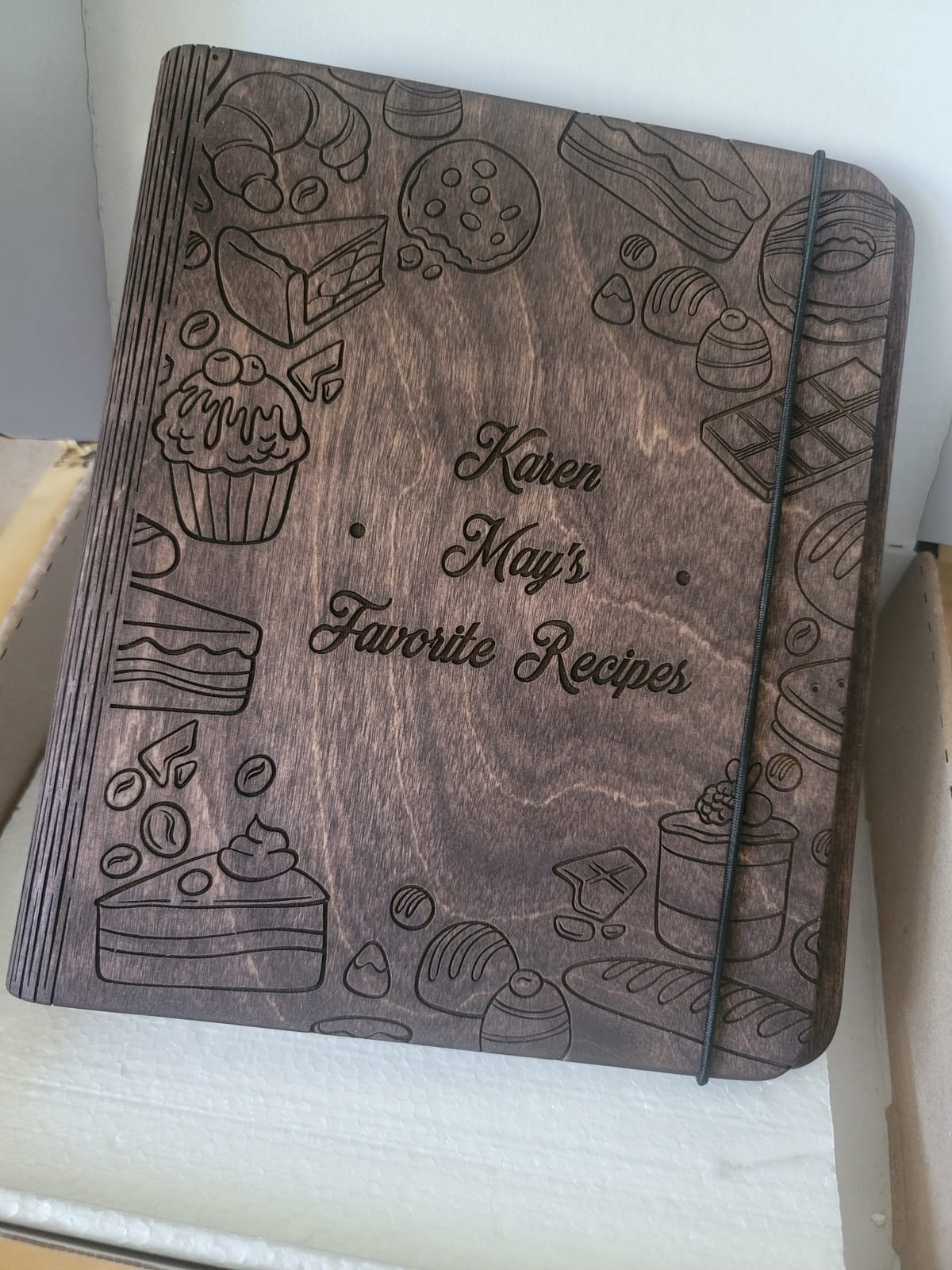 Enjoy The Wood Personalized Recipe Book Binder (Small (A6), Cakes) | Wooden Blank Family Cookbook Journal to Write in Your Own Recipes, Customized Recipe Books to Write in by Enjoy The Wood customer photo 2