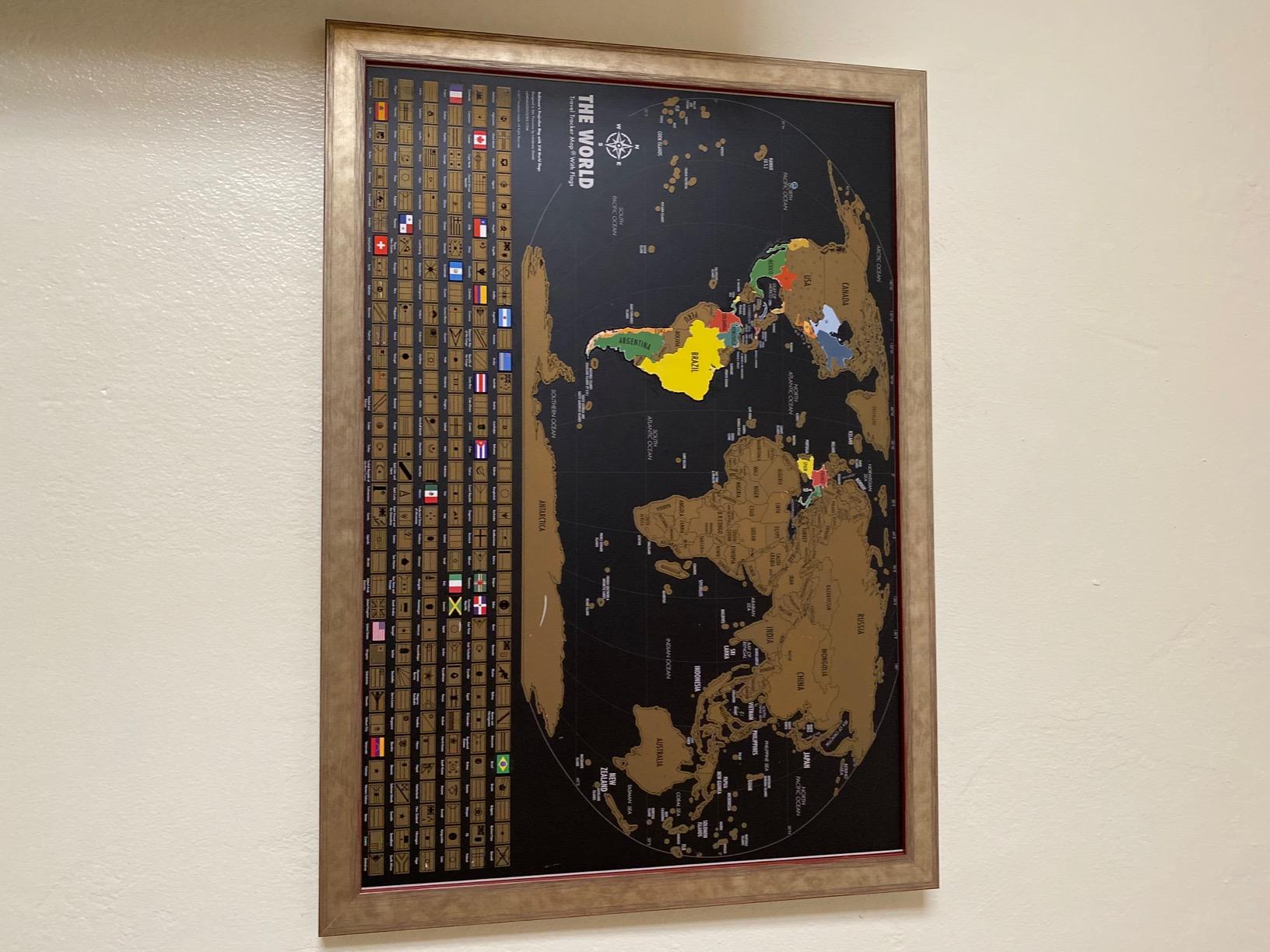 Landmass Scratch off World Map, Deluxe Travel Tracker Poster with Flags, Detailed Cartography, Gift Idea for Travelers, Map Lovers, Wall Art, Home or Office Decor, 17x24 Inches customer photo 1