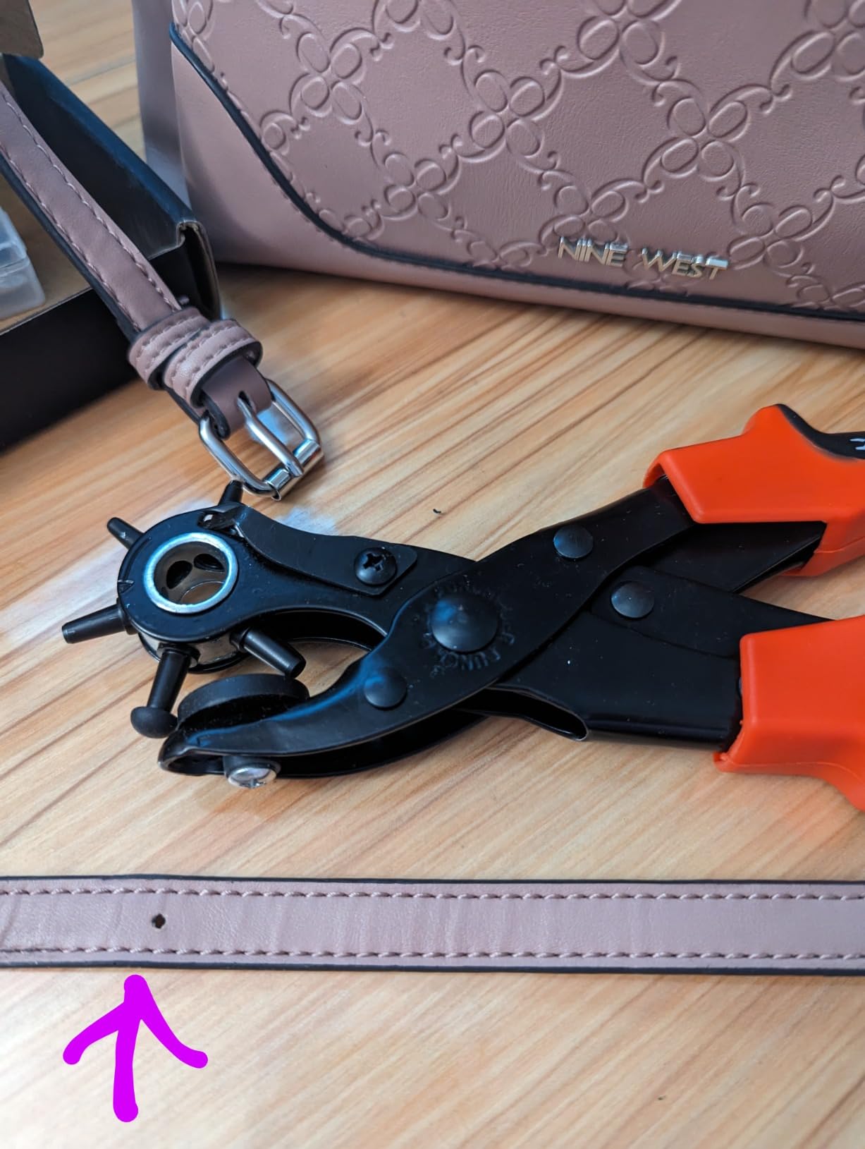 Revolving Punch Plier Kit, XOOL Leather Hole Punch Set for Belts, Watch Bands, Straps, Dog Collars, Saddles, Shoes, Fabric, DIY Home or Craft Projects, Heavy Duty Rotary Puncher, Multi Hole Sizes Make customer photo 1