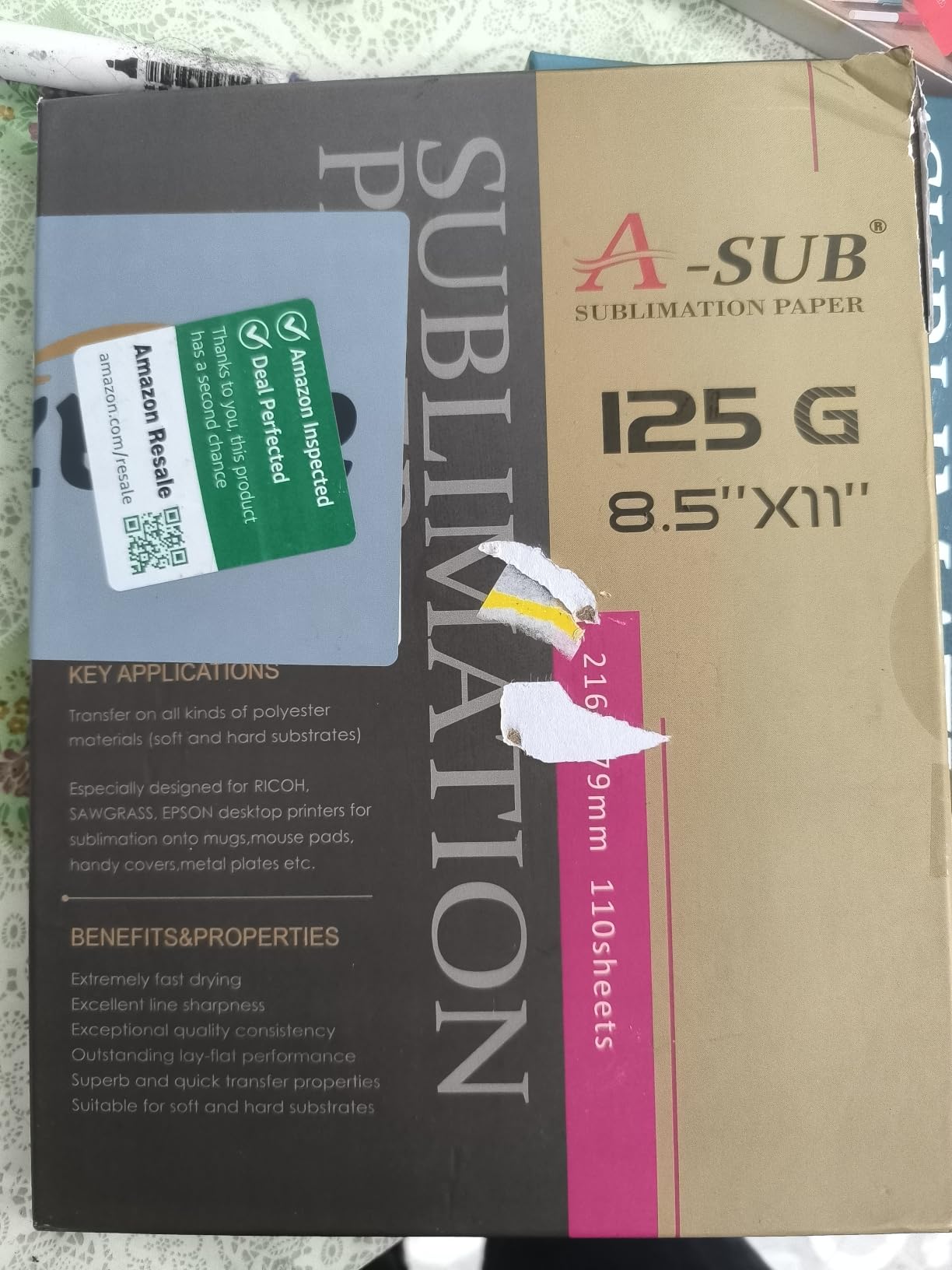 A-SUB Sublimation Paper 8.5x11 Inch 110 Sheets 125g customer photo 1