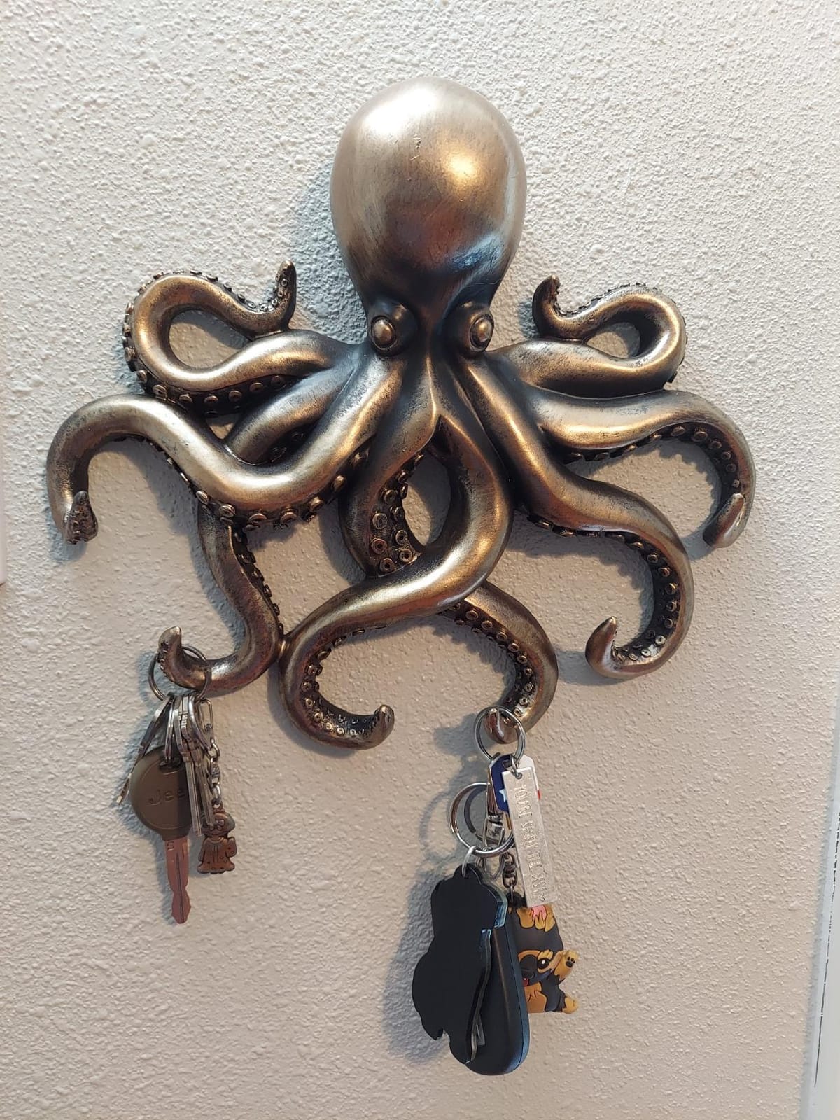 DWK Octopus Wall Sculpture Decorative Key Holder | Ocean Theme House Key Hanger Home Entrance Decor | Nautical Octopus Decor Sea Wall Art | Octopus Decoration - 11