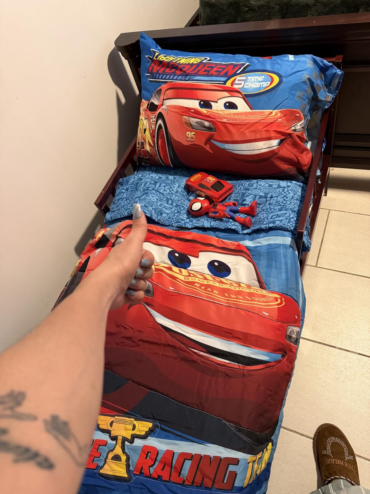 Disney Cars Rusteze Racing Team 4 Piece Toddler Bedding Set, Blue/Red/Yellow/White customer photo 2