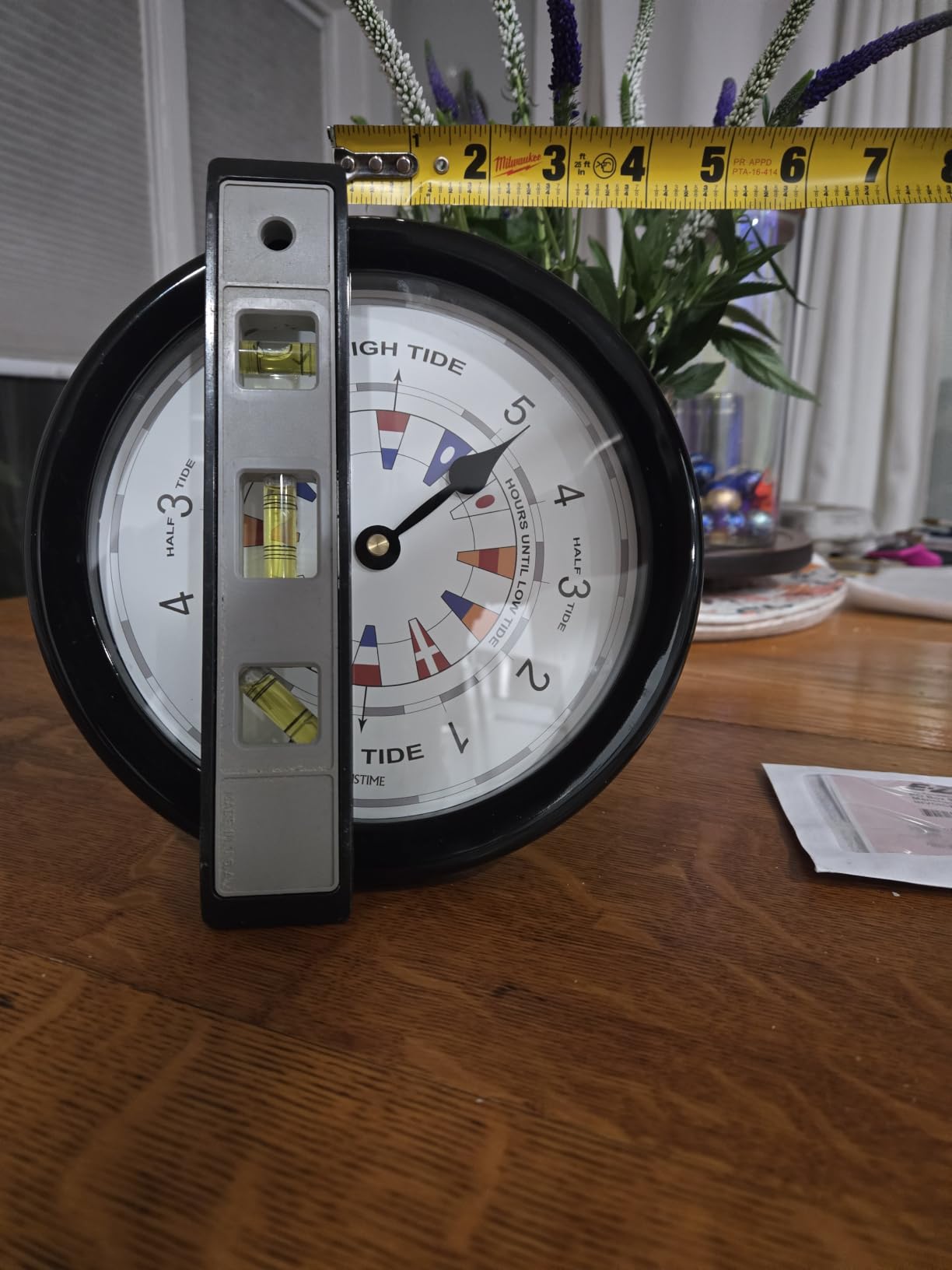 JUSTIME 8.5 Inch Atlantic Tide Clock for East Coast, High Tide Low Tide Clock with Plastic Water Resistant Case, Colorful Graphics Designed Home Wall Décor (TT020-Flag Black) customer photo 2