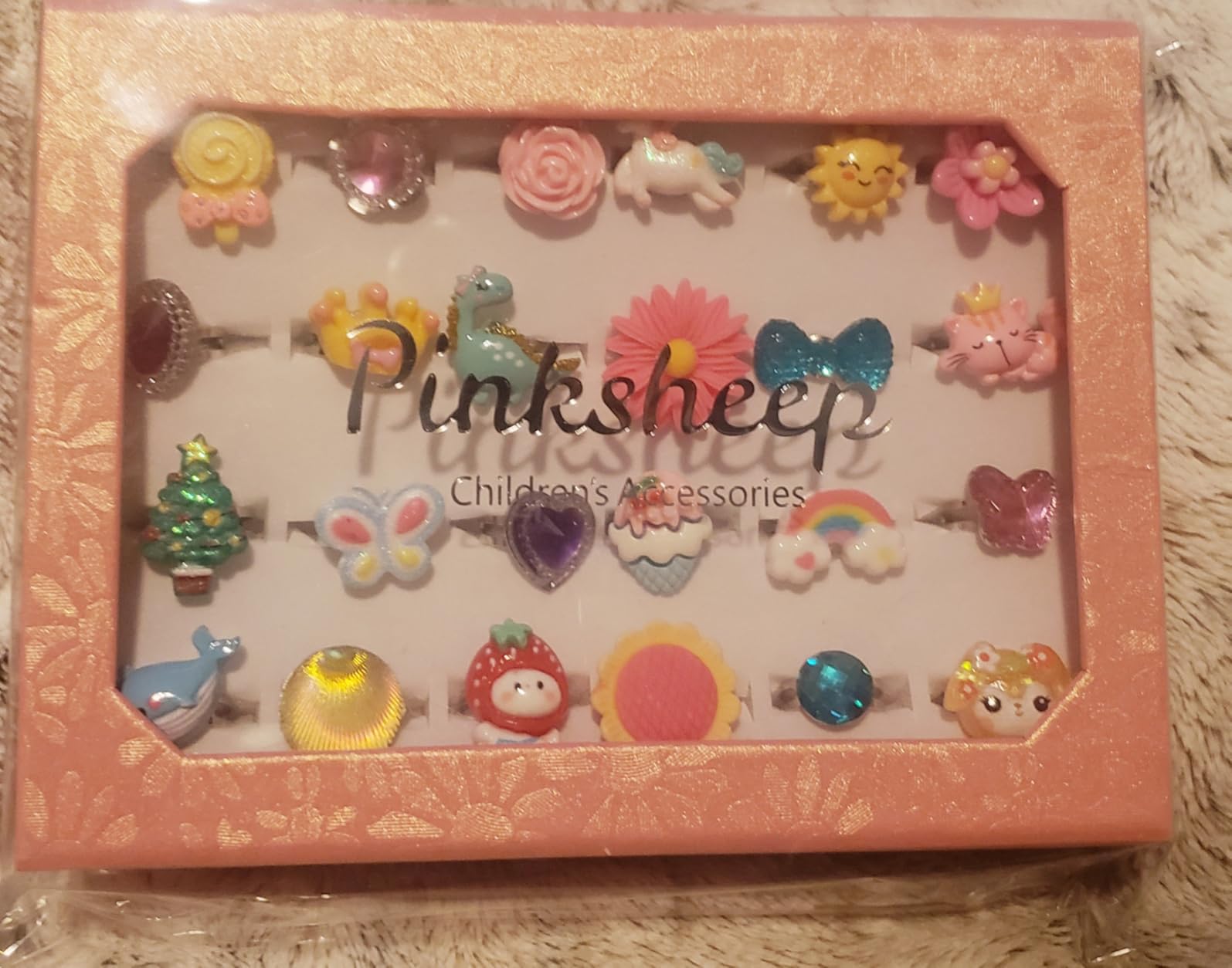 PinkSheep Little Girl Jewel Rings in Box,24 Lovely Girls Rings customer photo 1