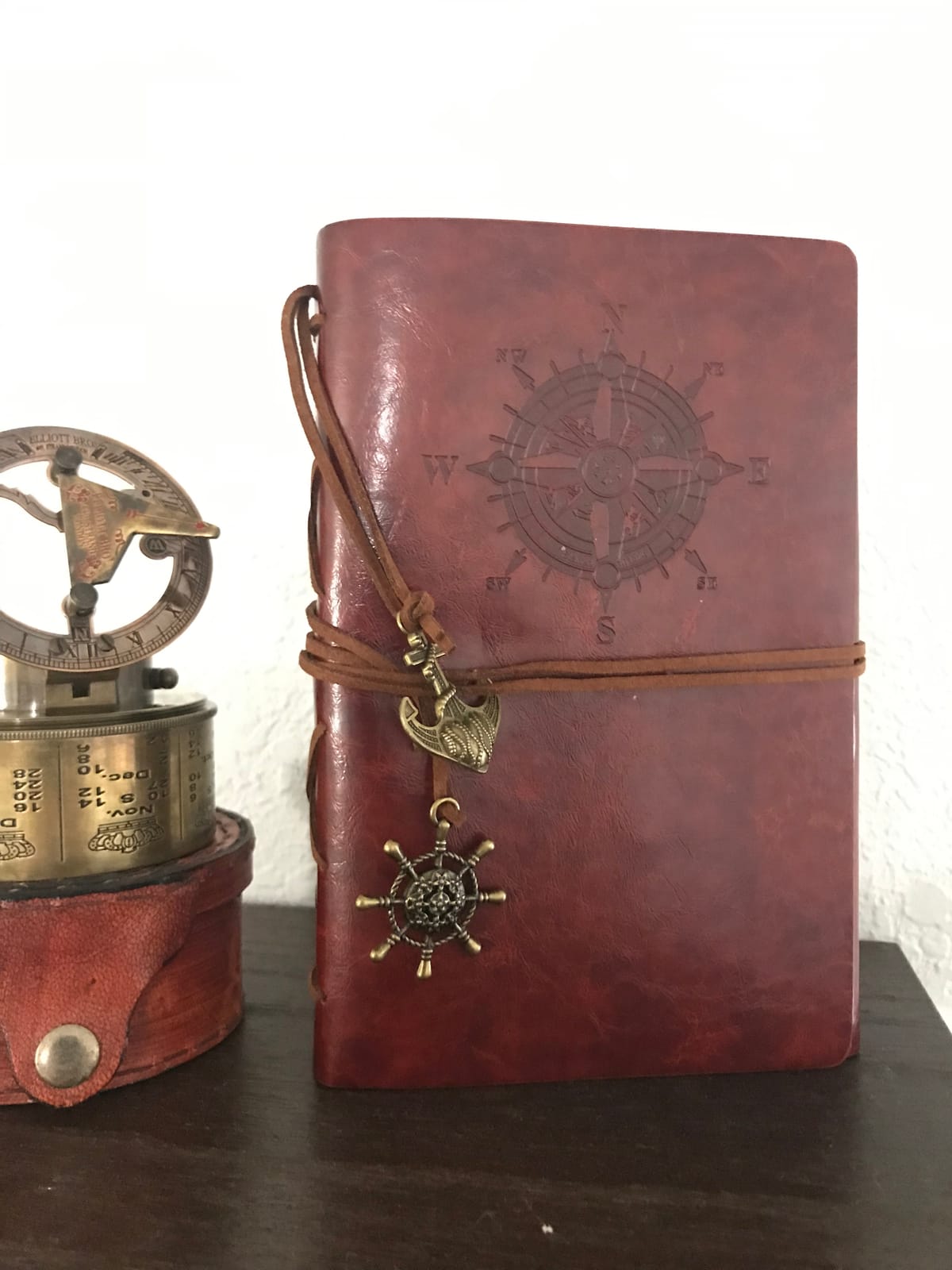 Vintage Brass Sundial Compass with Leather Case - Antique Marine Navigation Instrument with Engraved Calendar Retro Pocket Compass for Collectors Outdoor Adventures and Gifts customer photo 1