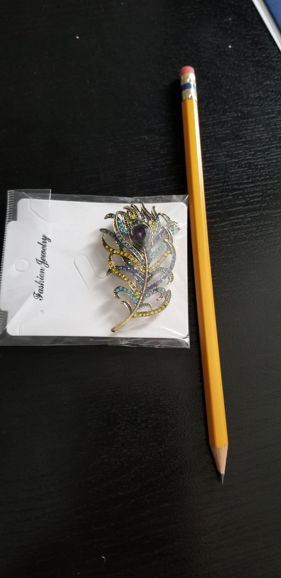 Peacock Feather Crystal Rhinestones Brooch Pin customer photo 1