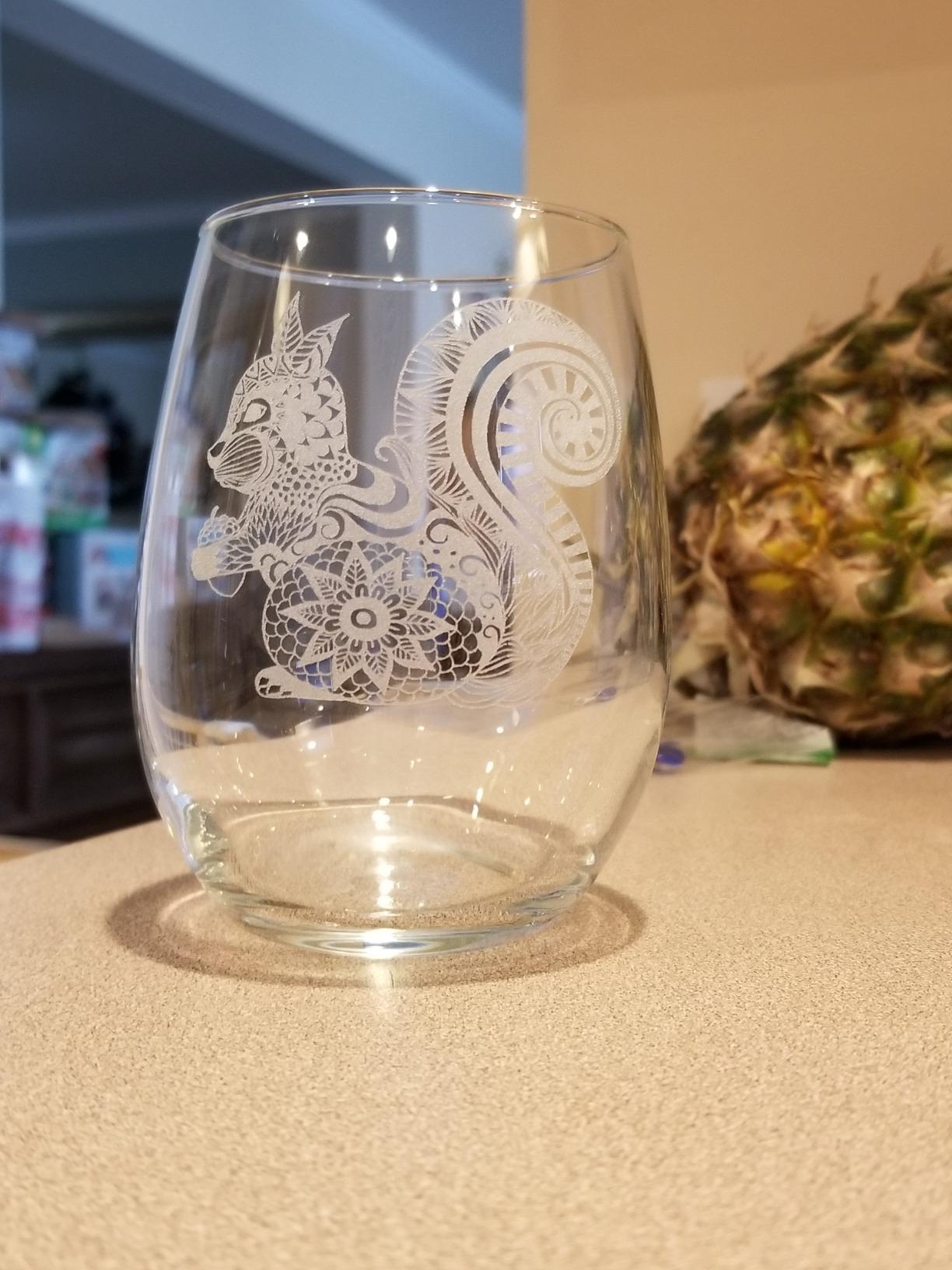 C M Squirrel 17 oz Stemless Wine Glass, Squirrel Lover Gift, Style S1 | Nature Inspired Gift for Squirrel Lovers, Wildlife, Gardeners and Animal Lovers for Women, Mom, Wife, Friend, Men, Grandma customer photo 1