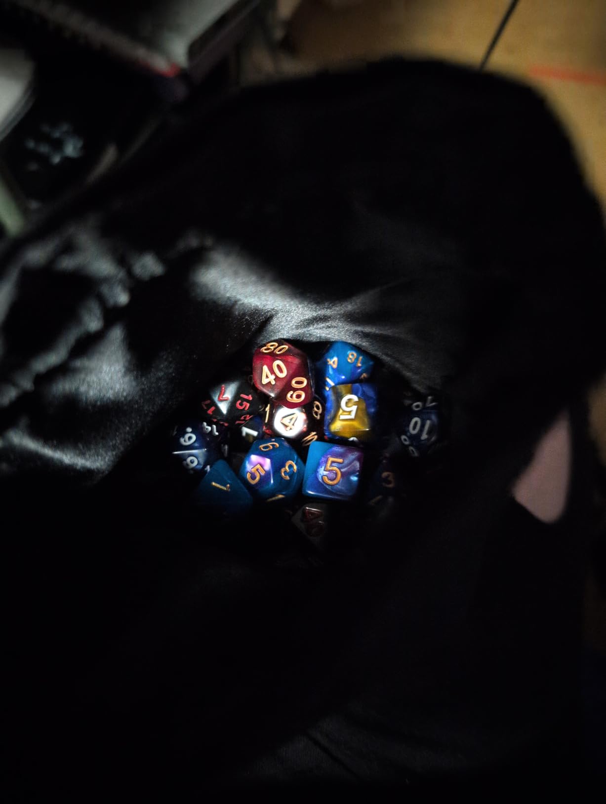Assorted Polyhedral Dice Set with Black Drawstring Bag, 5 Complete Dice Sets of D4 D6 D8 D10 D% D12 D20 Great for Dungeons and Dragons DND RPG MTG Games customer photo 1