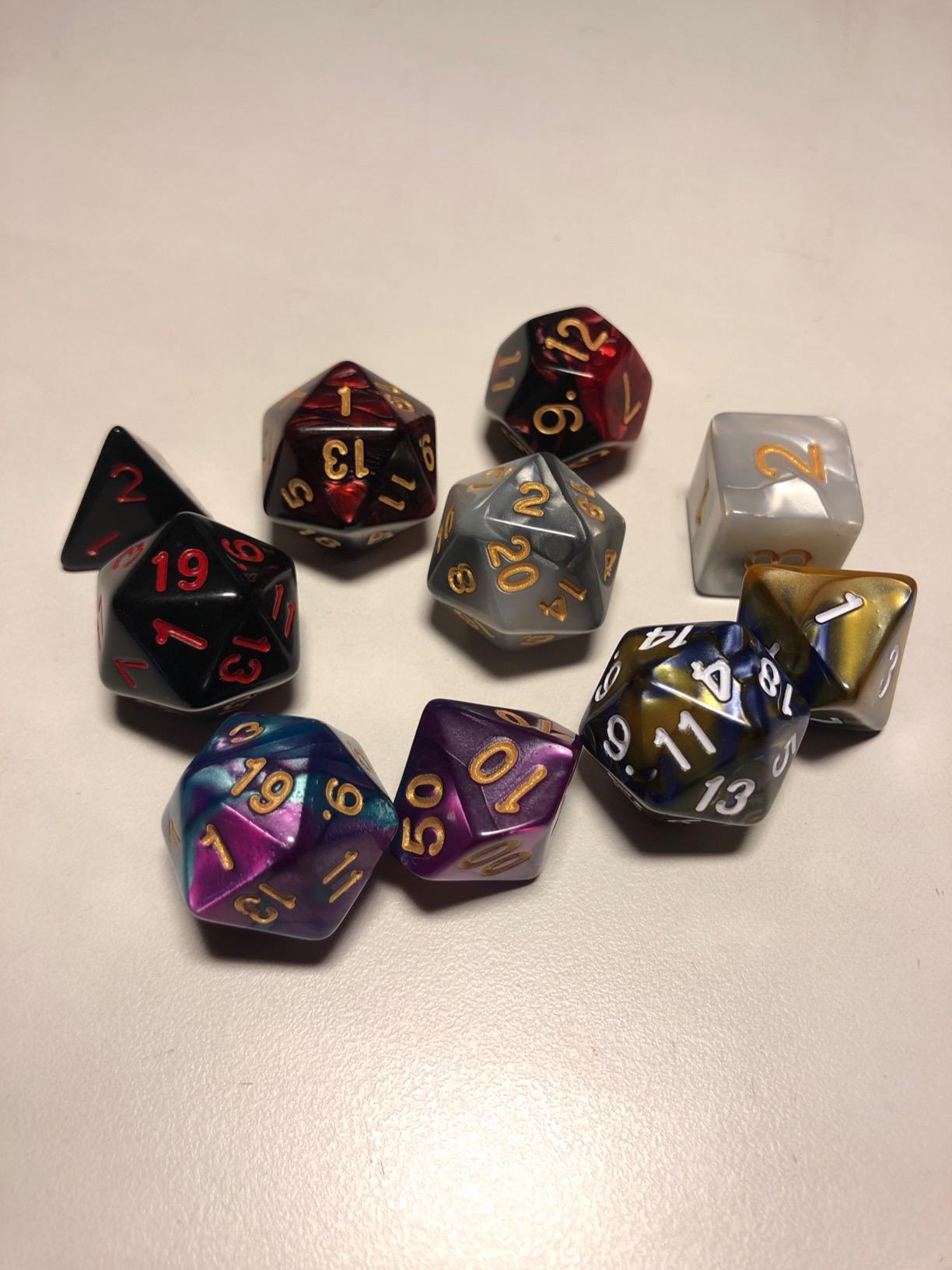 Assorted Polyhedral Dice Set with Black Drawstring Bag, 5 Complete Dice Sets of D4 D6 D8 D10 D% D12 D20 Great for Dungeons and Dragons DND RPG MTG Games customer photo 2