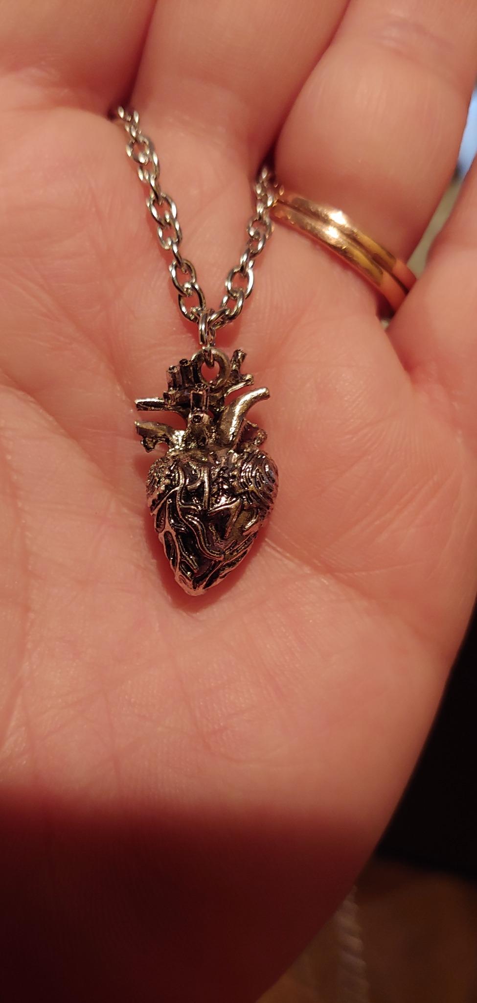 Anatomical Heart Pendant Necklace for Women & Men - 3D Human Heart Necklace, 100% Stainless Steel Never Rusts - Medical Anatomy Gothic Jewelry Gift for Nurses, Doctors & Halloween customer photo 1