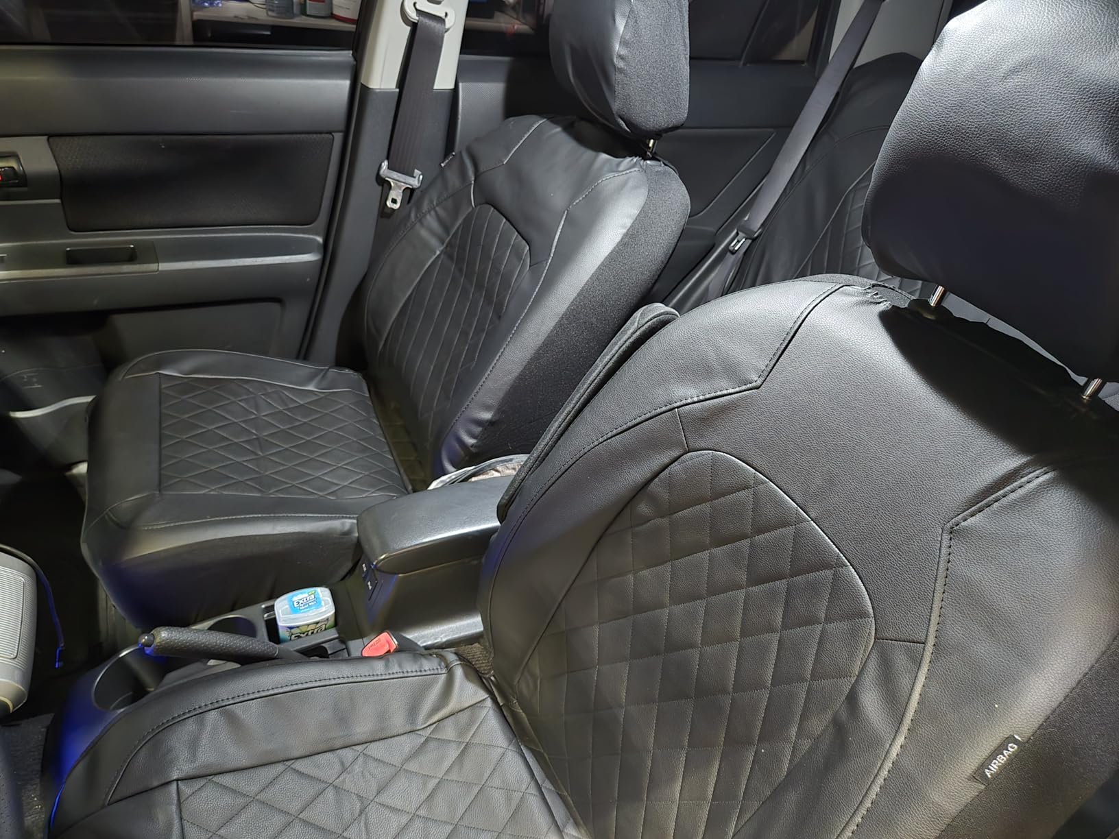 Universal Deluxe Pu Luxury Vinyl Faux Leather Car Seat Covers Full Set, Airbag Compatible, Breathable, Fit for Cars, Trucks, SUV (All Black) customer photo 2