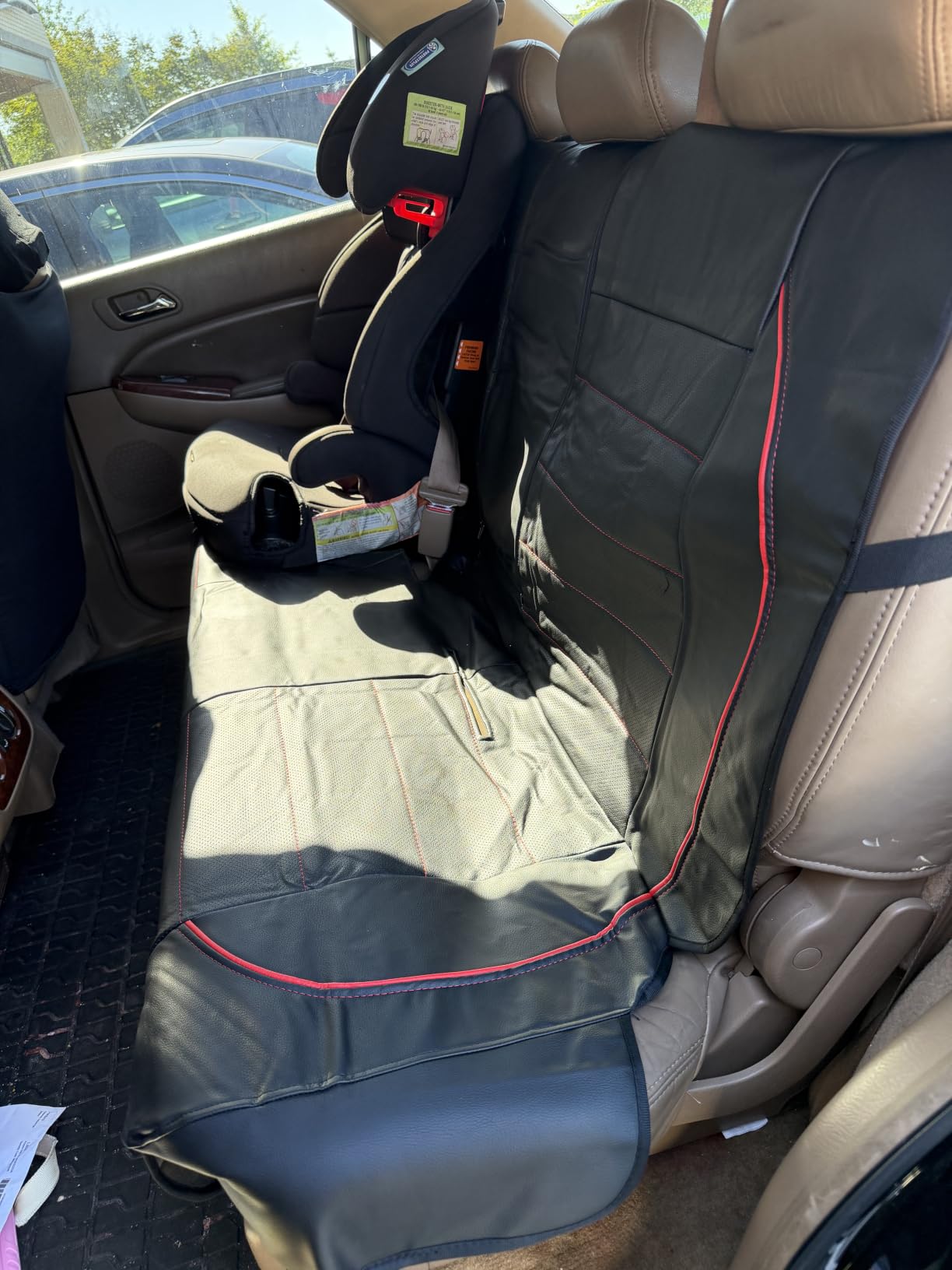 CAR PASS Universal FIT Piping Leather Car Seat Cover, for suvs,Van,Trucks,Airbag Compatible,Inside Zipper Design and Reserved Opening Holes (Full Set, Black and Beige) customer photo 1