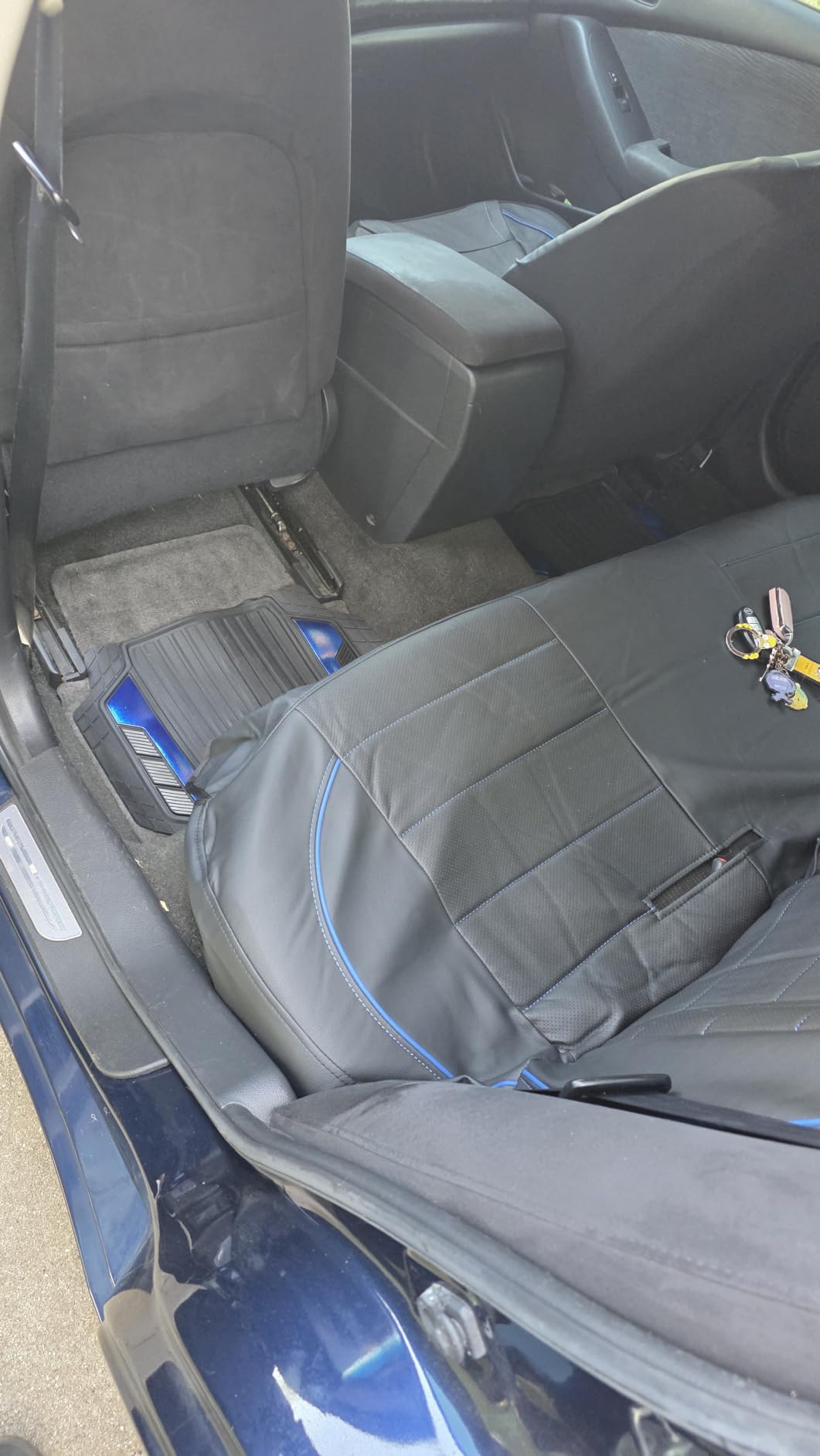 CAR PASS Universal FIT Piping Leather Car Seat Cover, for suvs,Van,Trucks,Airbag Compatible,Inside Zipper Design and Reserved Opening Holes (Full Set, Black and Beige) customer photo 2