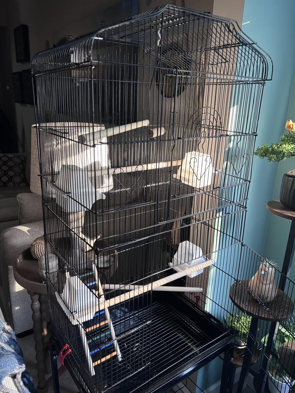 Yaheetech 64'' Open Top Bird Cage for Parakeets & Cockatiels, Black customer photo 1