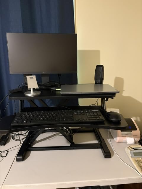 VIVO 32 inch Standing Desk Converter, Height Adjustable, Dual Monitor and Laptop Workstation customer photo 1