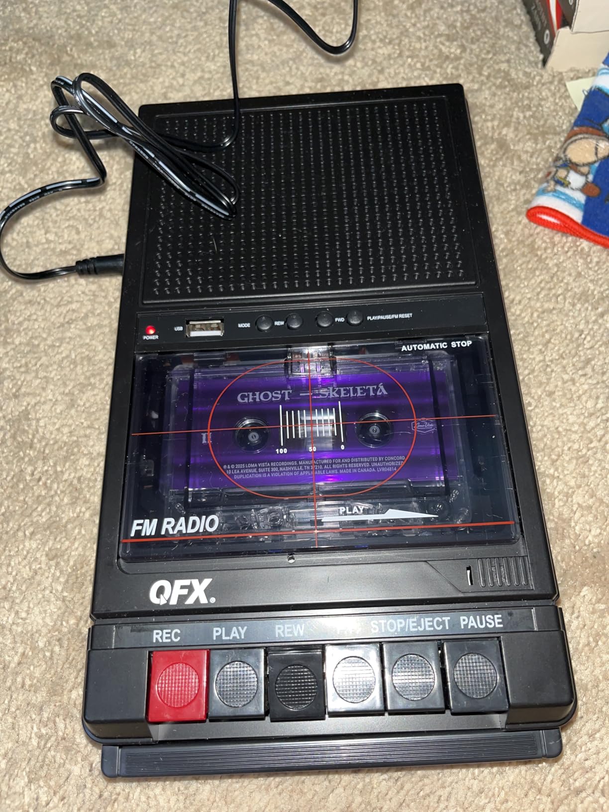 QFX Portable Shoebox Cassette Tape Player Recorder, RETRO-39BT | USB to Cassette Recording, Built-In Mic, 3.5